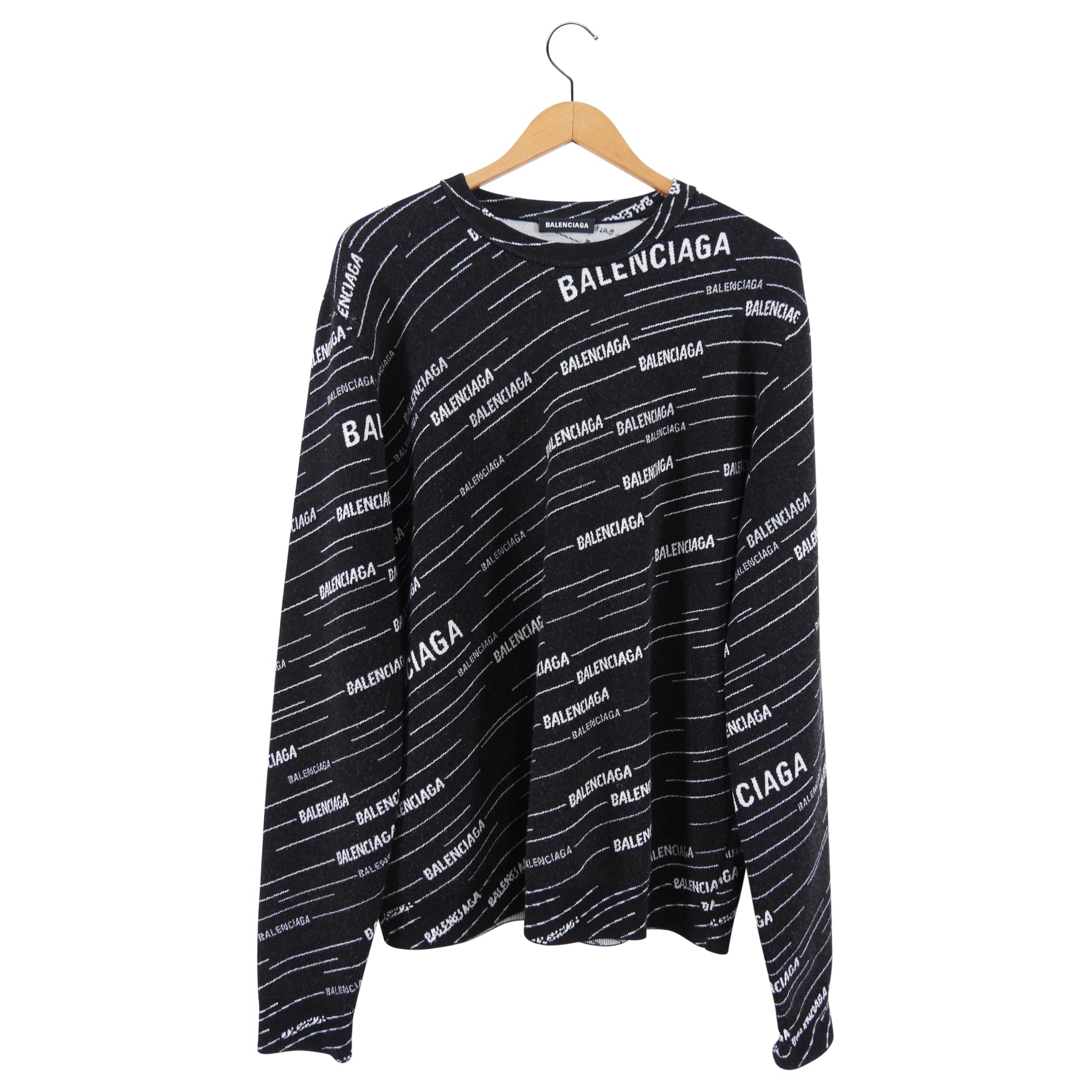 Balenciaga Black Wool Logo Knit Sweater - S / M