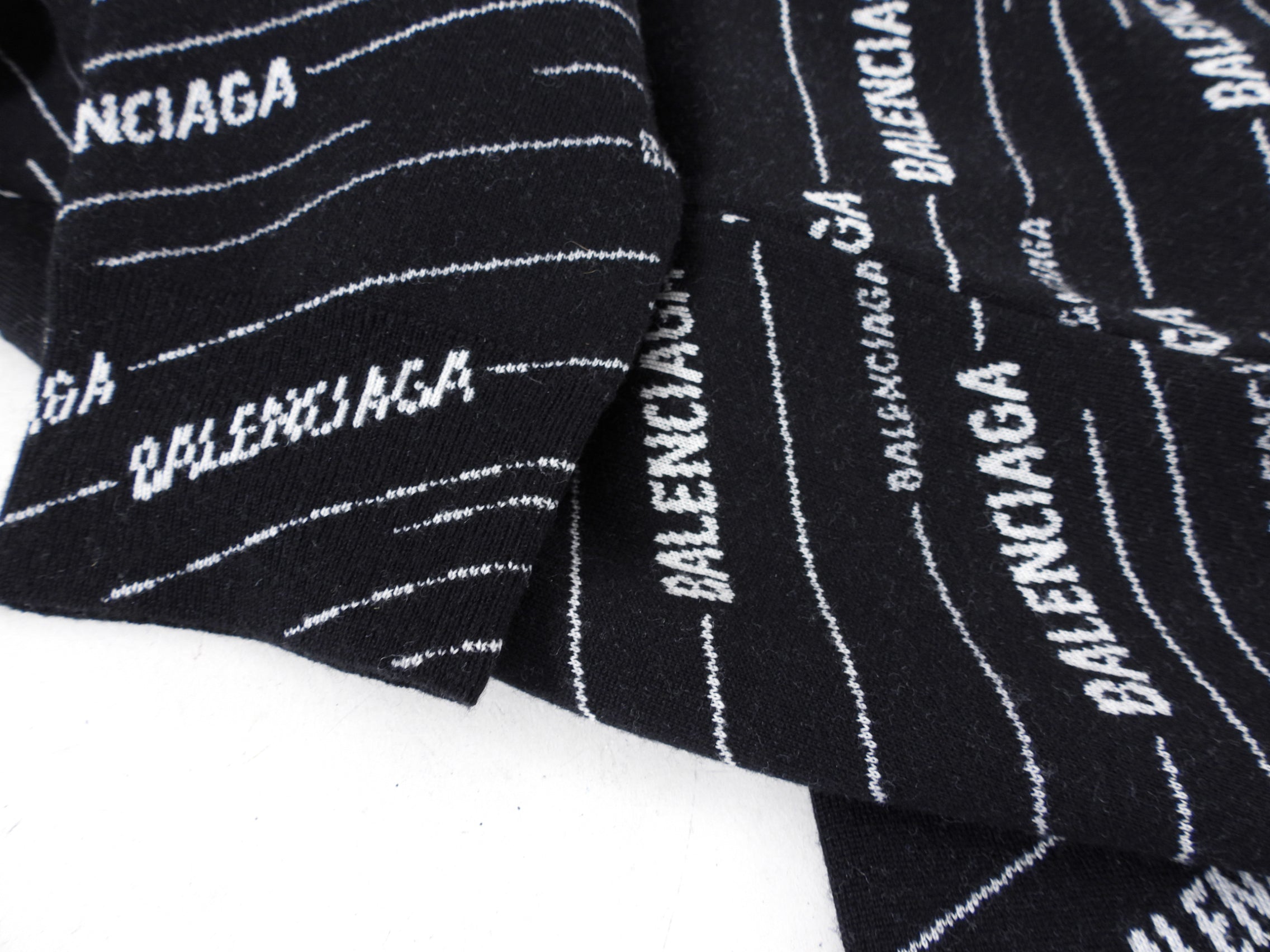 Balenciaga 2019 Black Wool All Over Logo Sweater - L