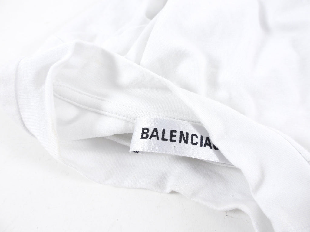 Balenciaga White Stretch Jersey Mock Neck Logo Top - S