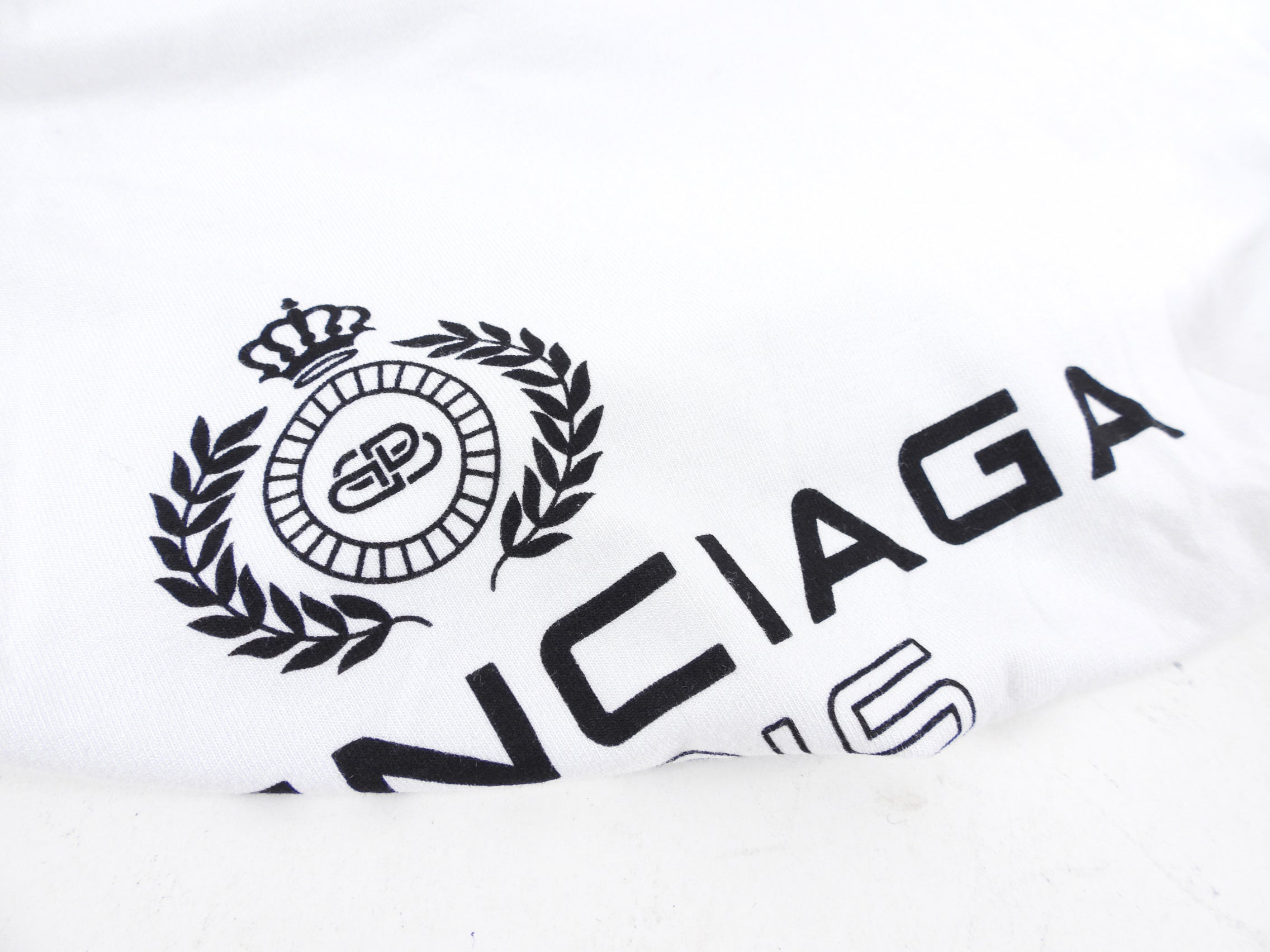 Balenciaga White Stretch Jersey Mock Neck Logo Top - S