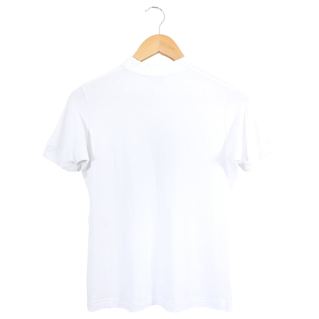 Balenciaga White Stretch Jersey Mock Neck Logo Top - S