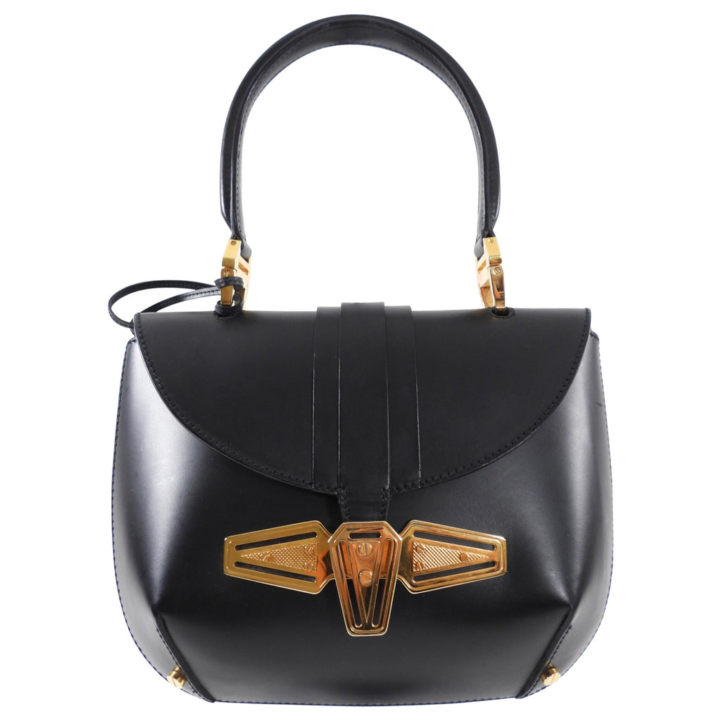 Balenciaga 2007 Black Tron Handbag with Gold Clasp