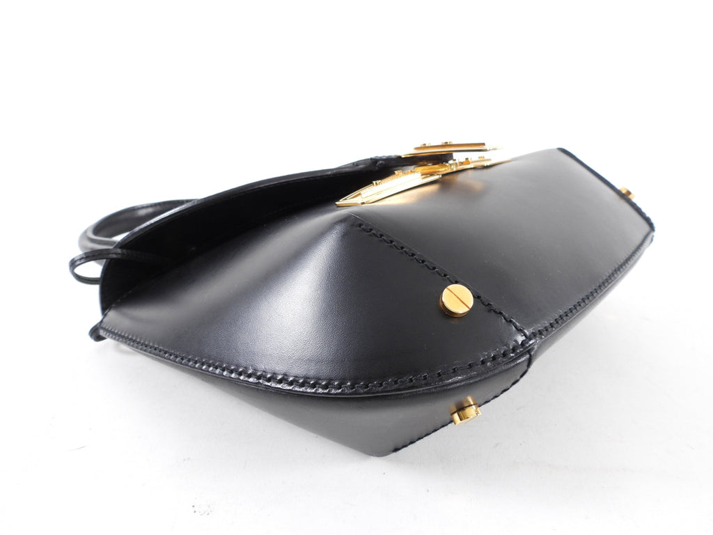 Balenciaga 2007 Black Tron Handbag with Gold Clasp