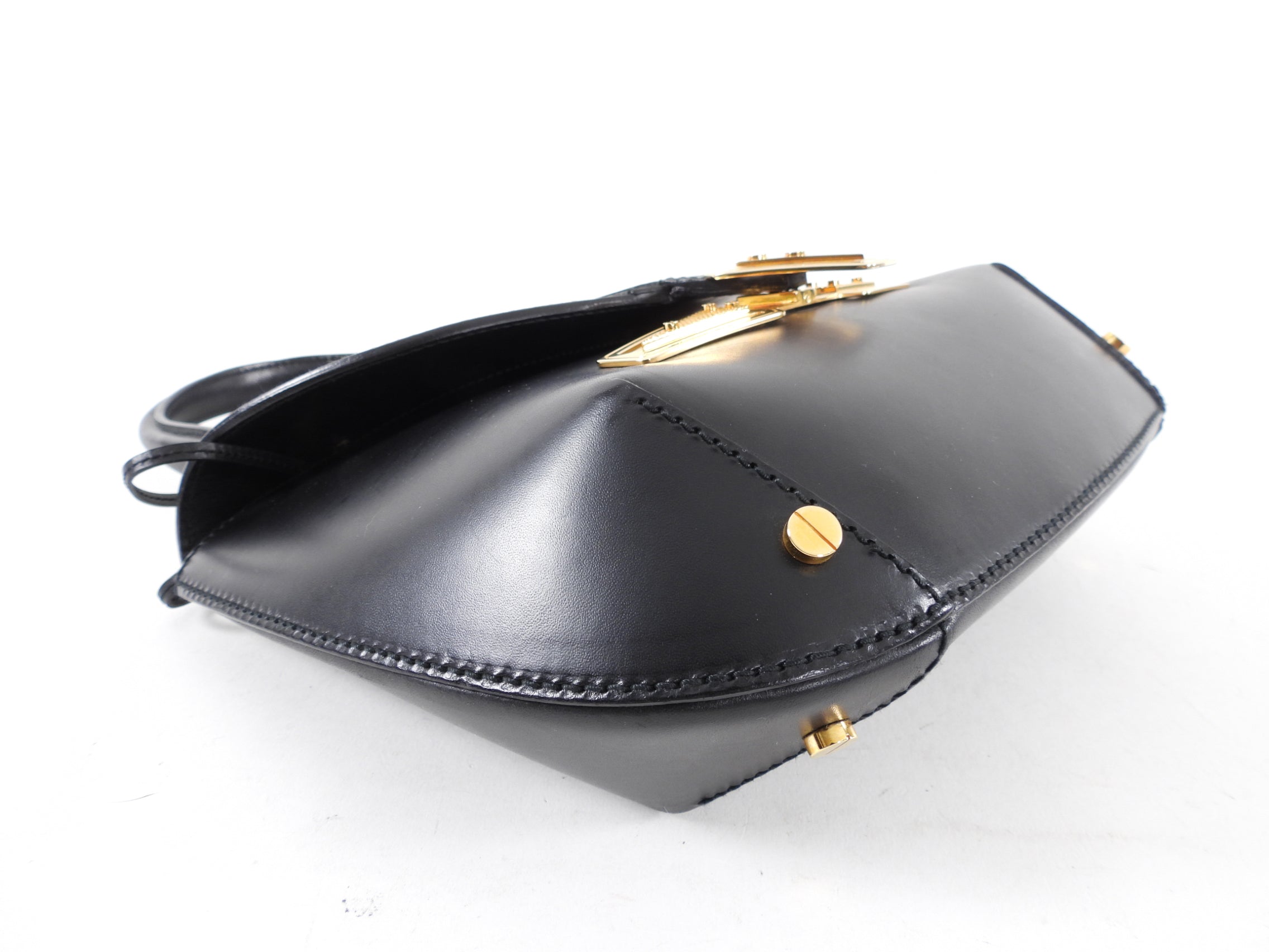 Balenciaga 2007 Black Tron Handbag with Gold Clasp