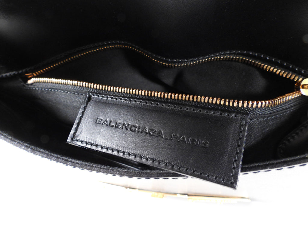 Balenciaga 2007 Black Tron Handbag with Gold Clasp