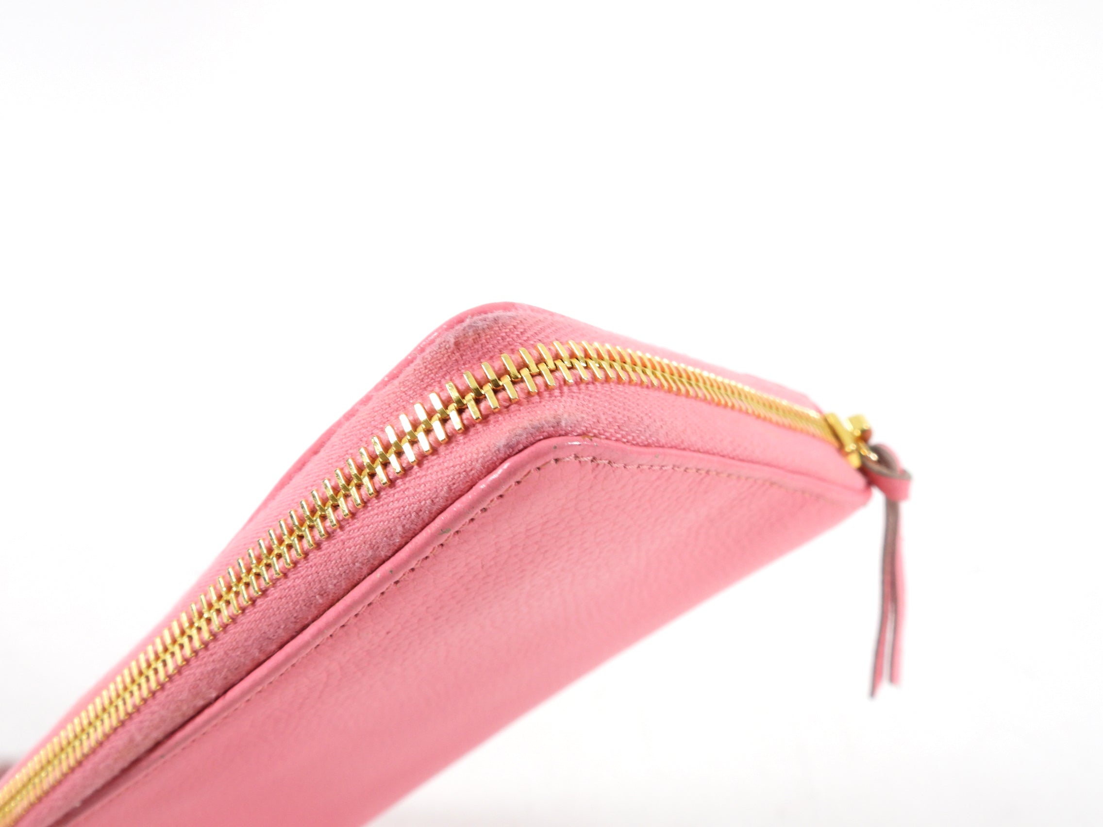 Balenciaga Pink Leather Classic City Zip Wallet