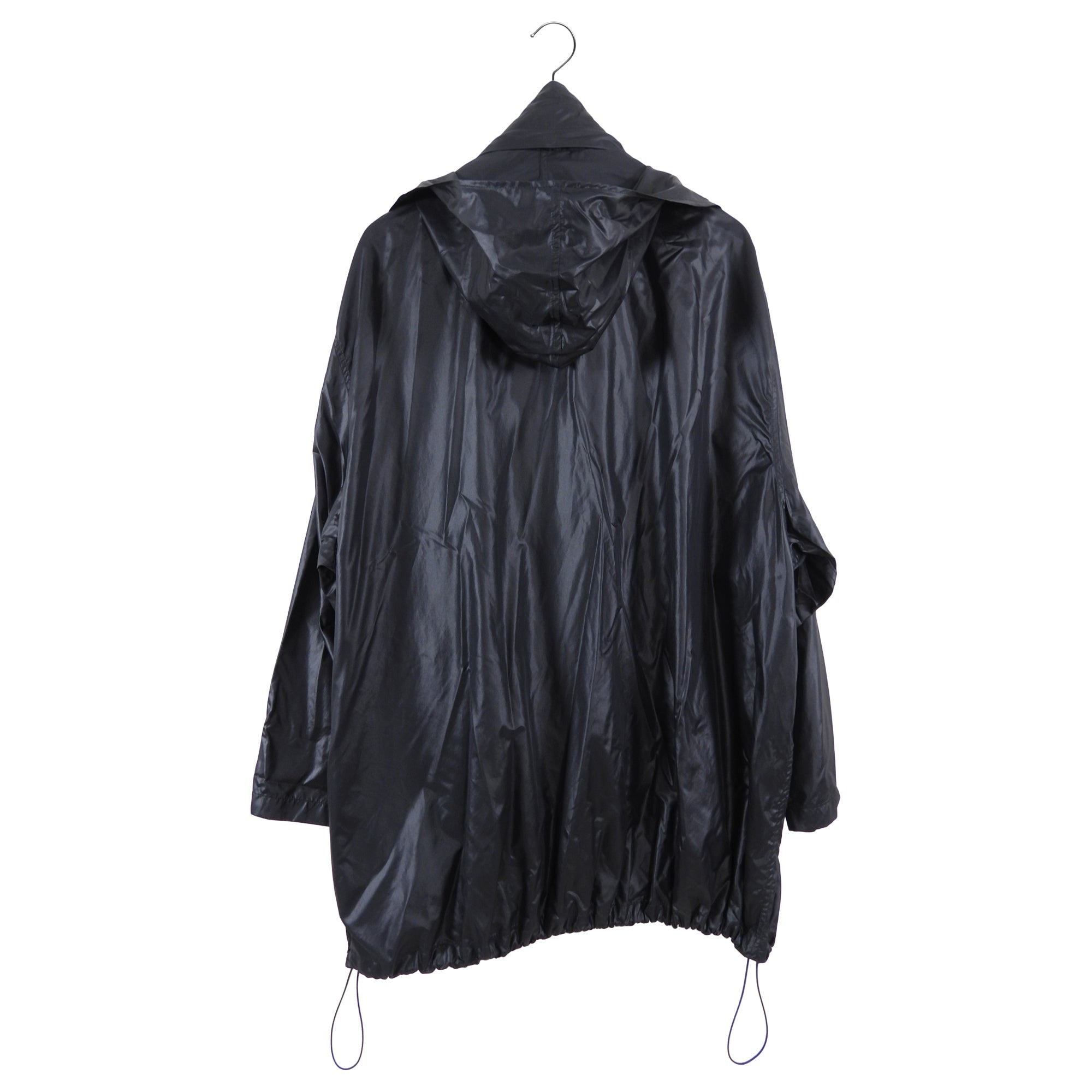 Balenciaga Black Light Nylon Hooded Windbreaker Jacket - FR36