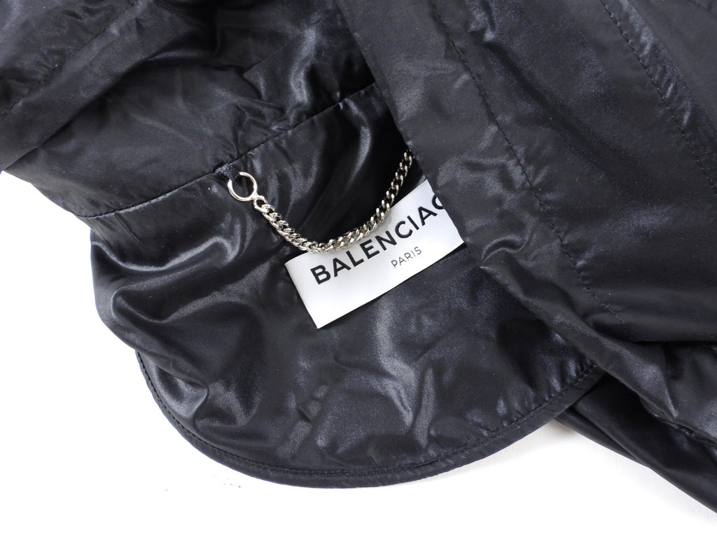 Balenciaga Black Light Nylon Hooded Windbreaker Jacket - FR36