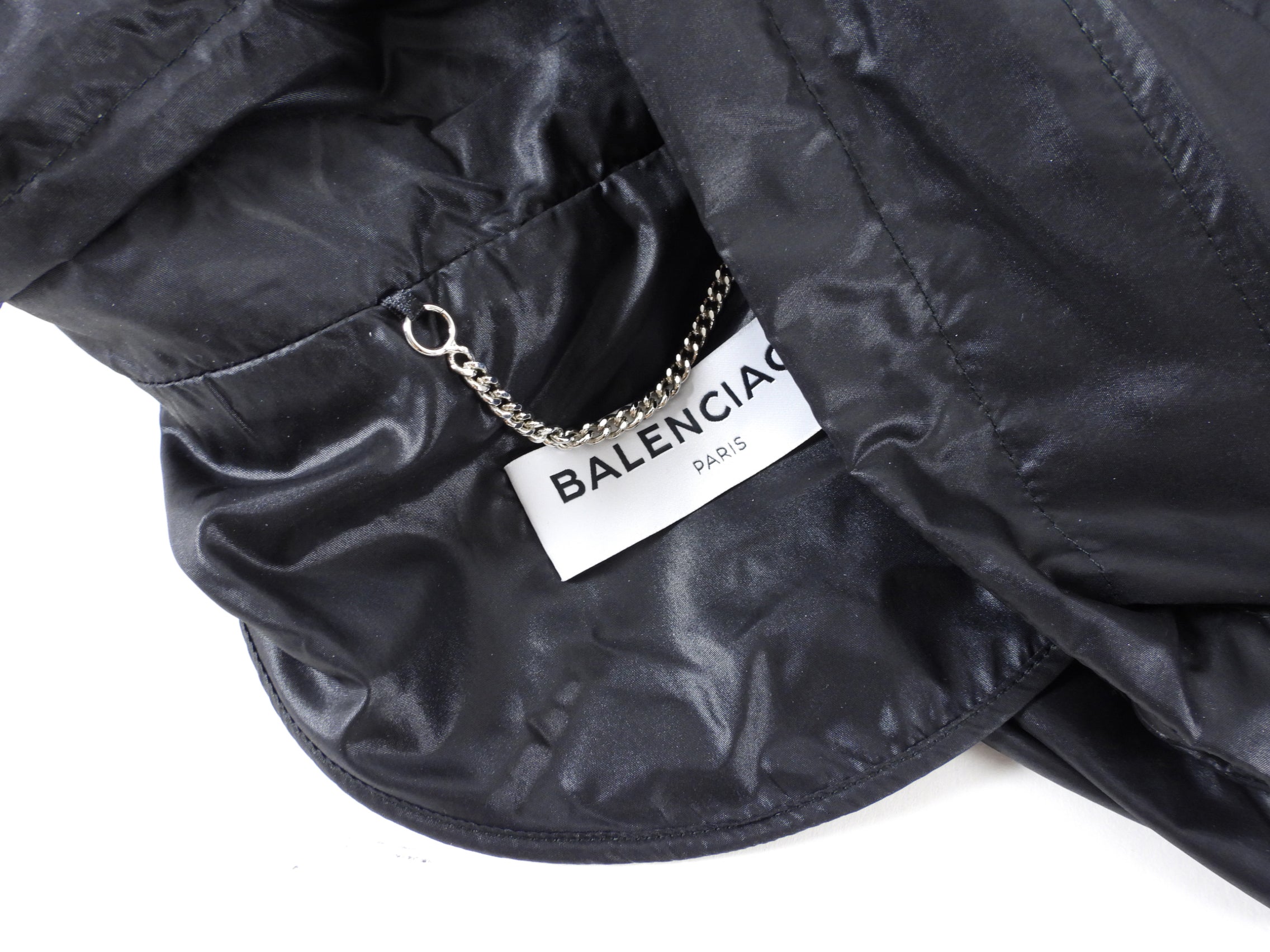 Balenciaga Black Light Nylon Hooded Windbreaker Jacket - FR36