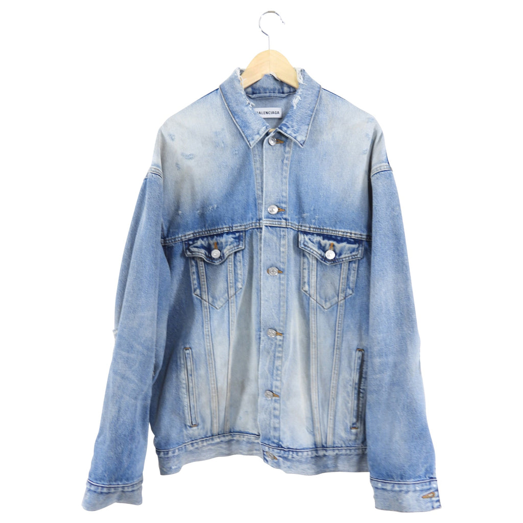 Balenciaga Oversized Distressed Blue Denim Jacket - S / M / L
