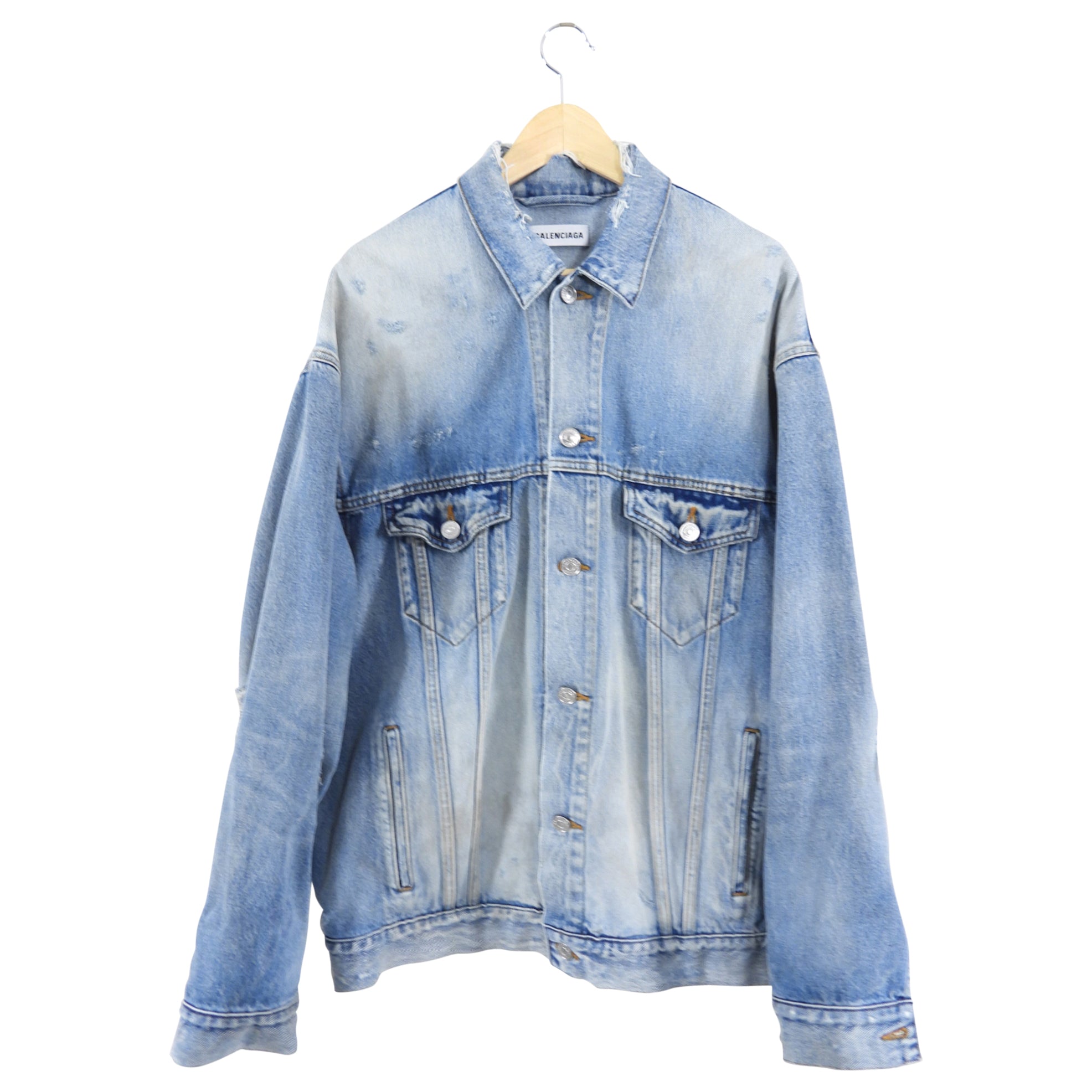 Balenciaga Oversized Distressed Blue Denim Jacket - S / M / L