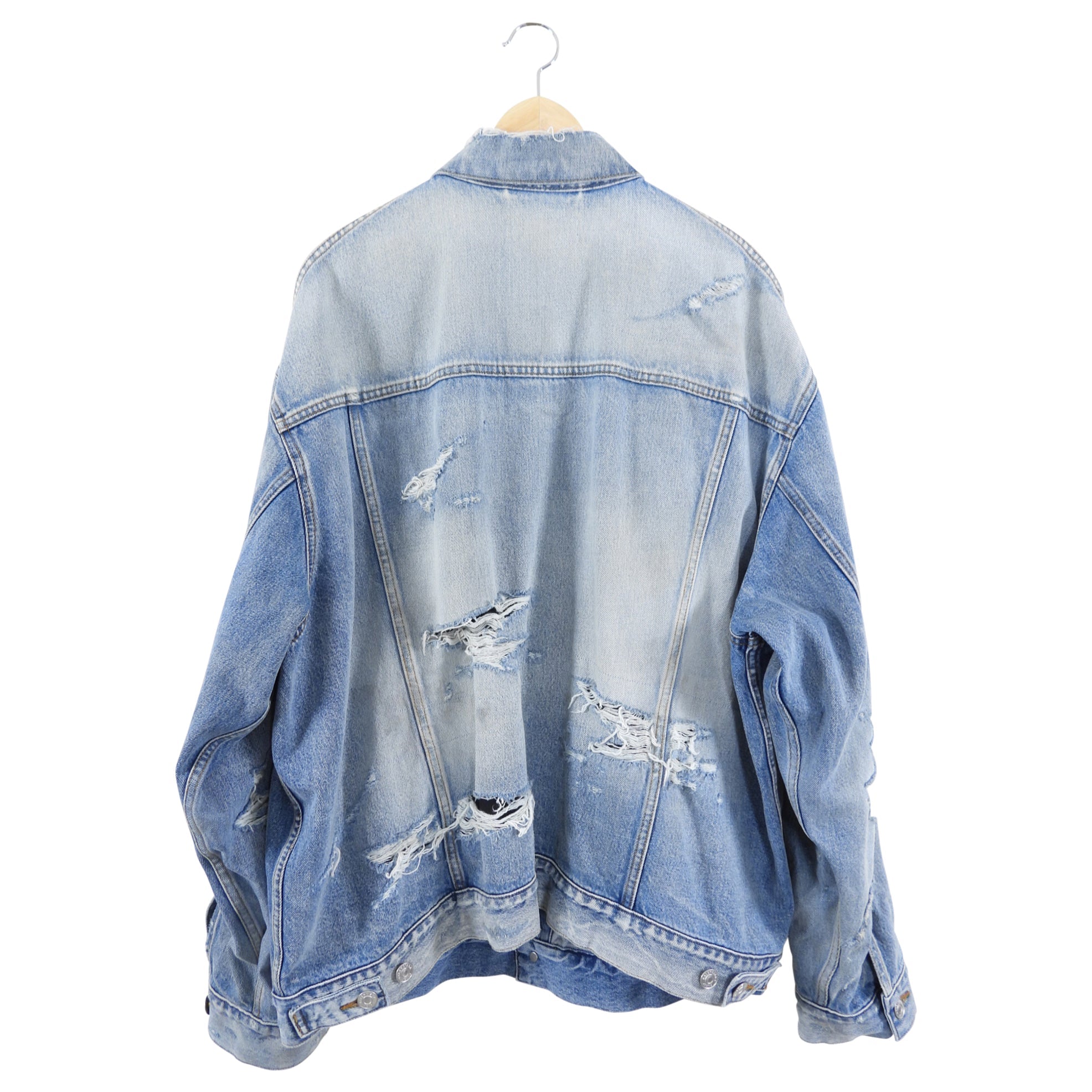 Balenciaga Oversized Distressed Blue Denim Jacket - S / M / L