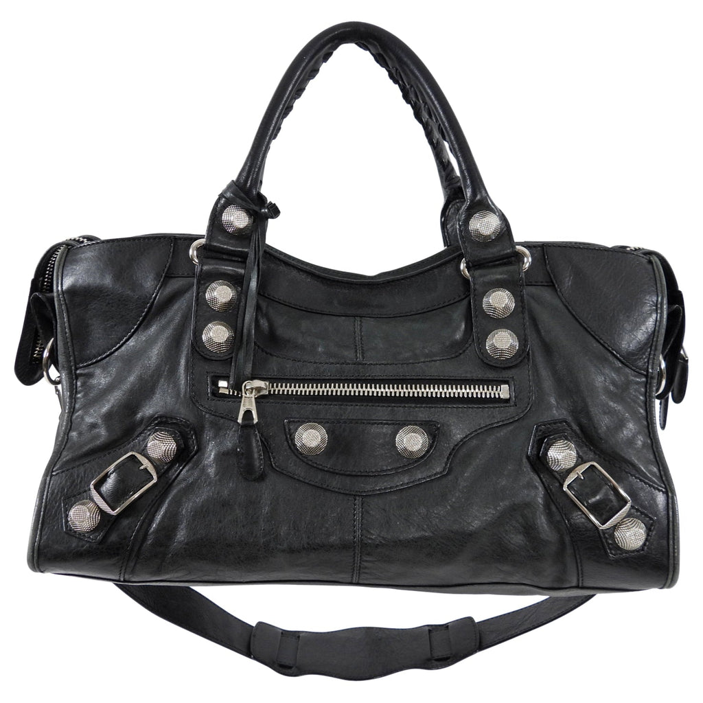 Balenciaga Dark Hunter Green Leather City Bag