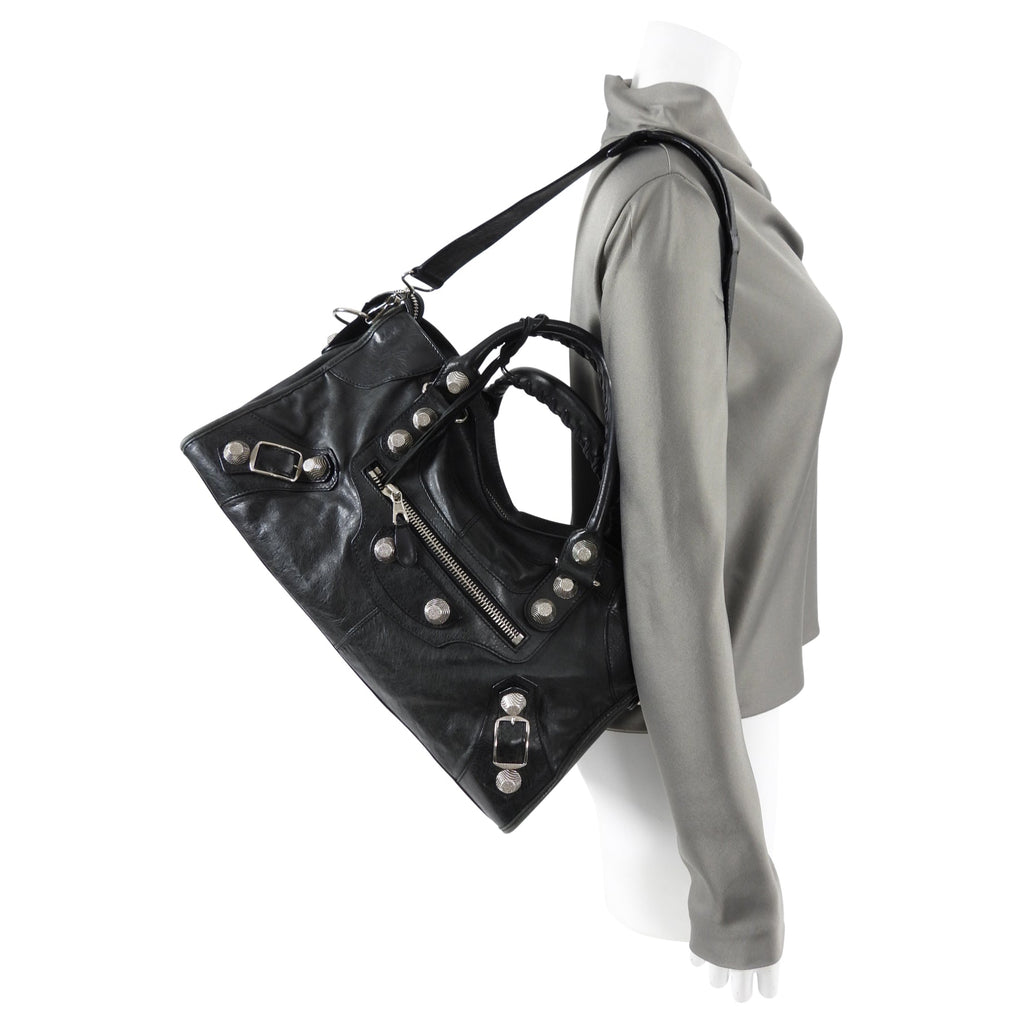 Balenciaga Dark Hunter Green Leather City Bag
