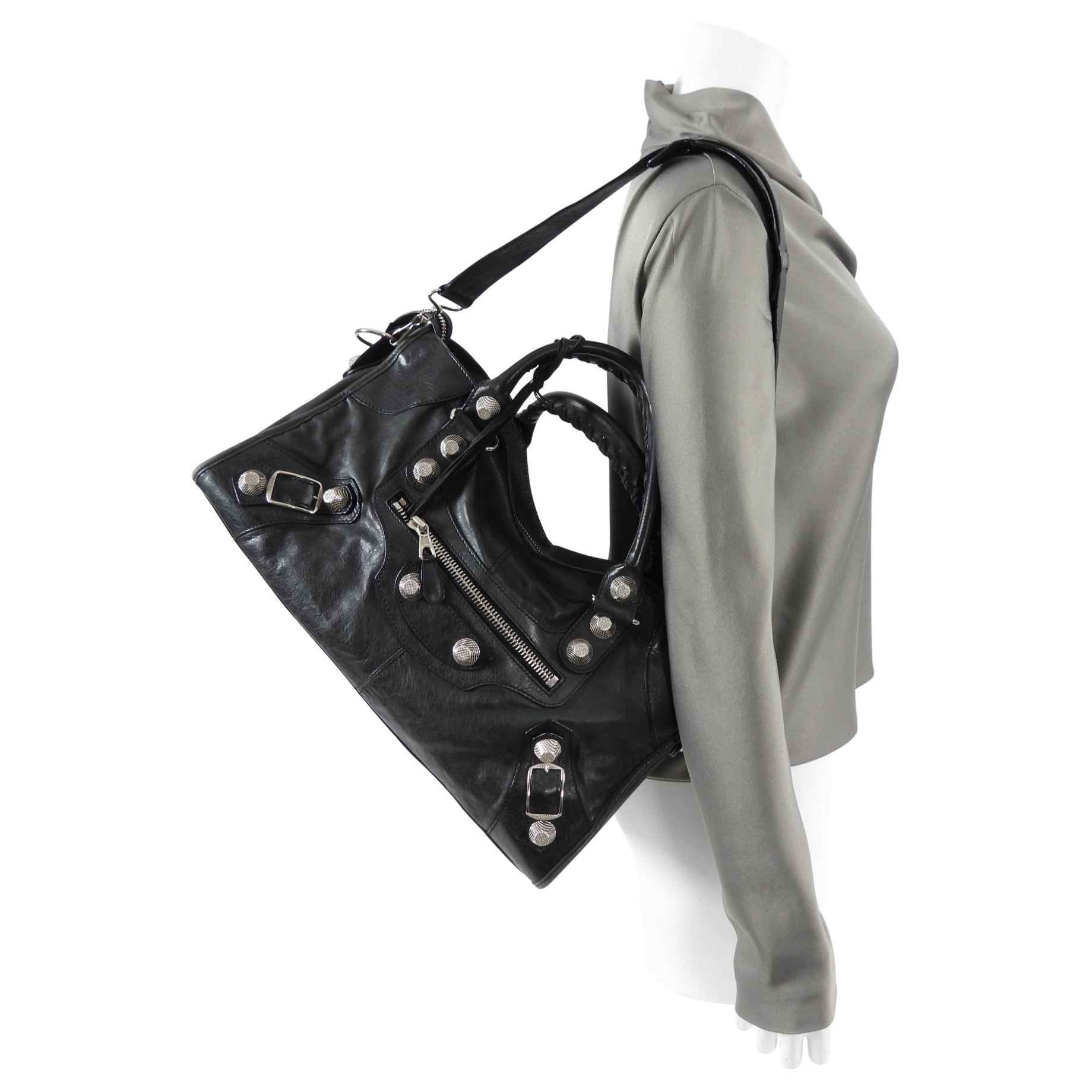 Balenciaga Dark Hunter Green Leather City Bag