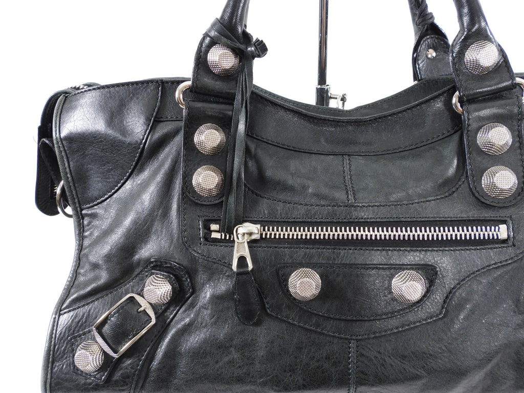 Balenciaga Dark Hunter Green Leather City Bag