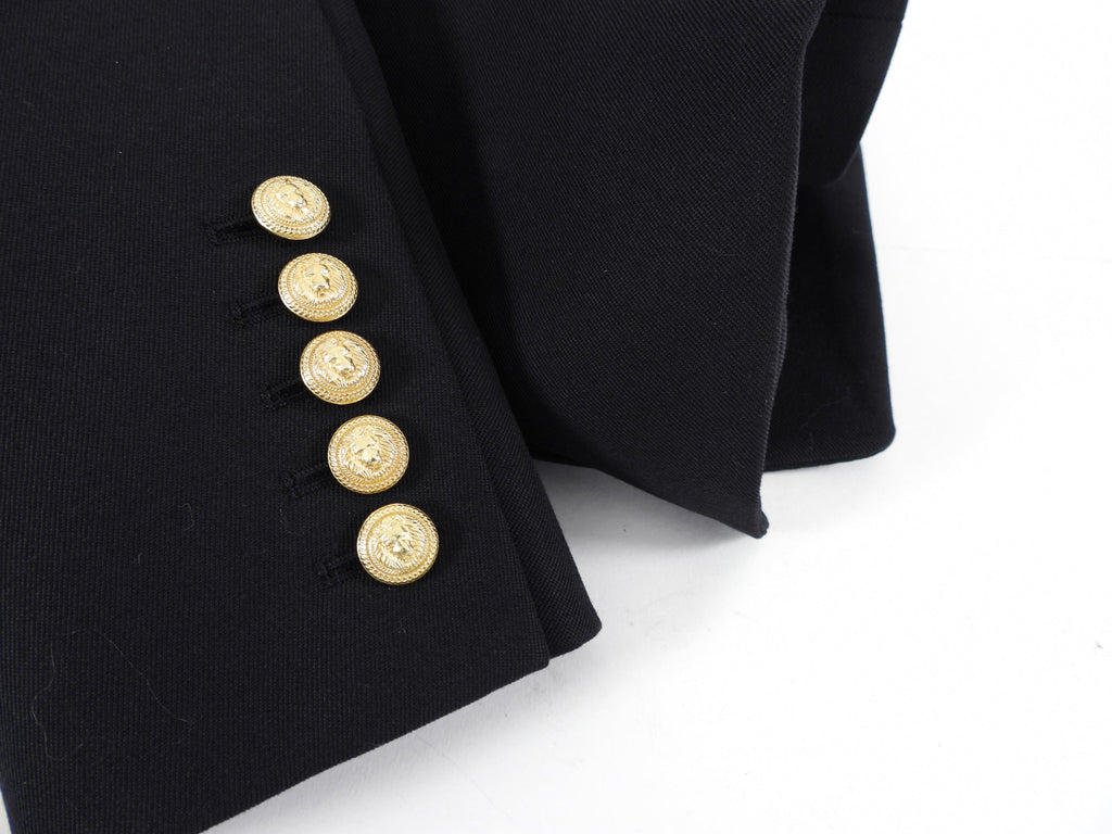 Balmain Black Classic Blazer with Gold Lion Buttons - USA XS / 2
