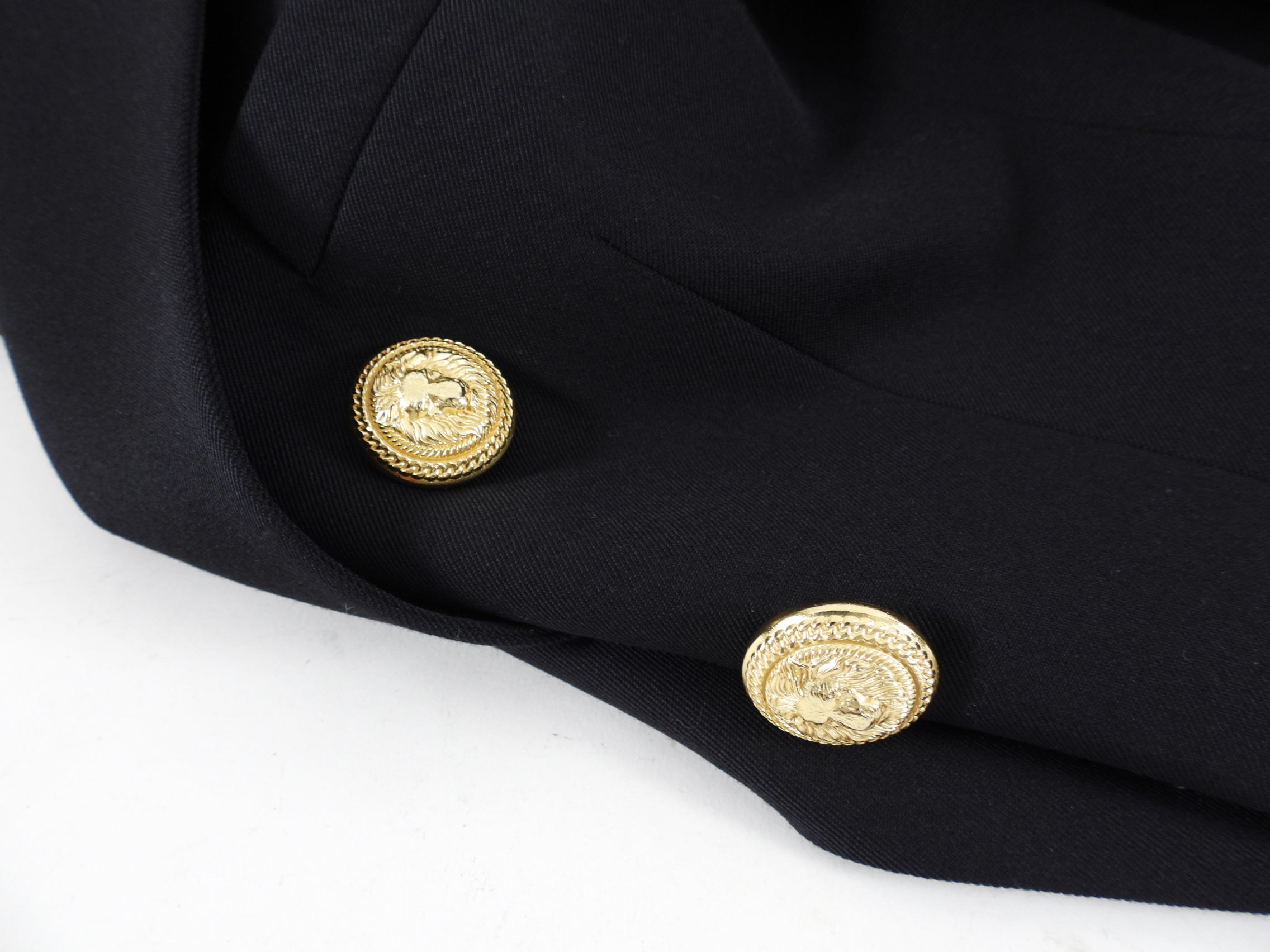 Balmain Black Classic Blazer with Gold Lion Buttons - USA XS / 2