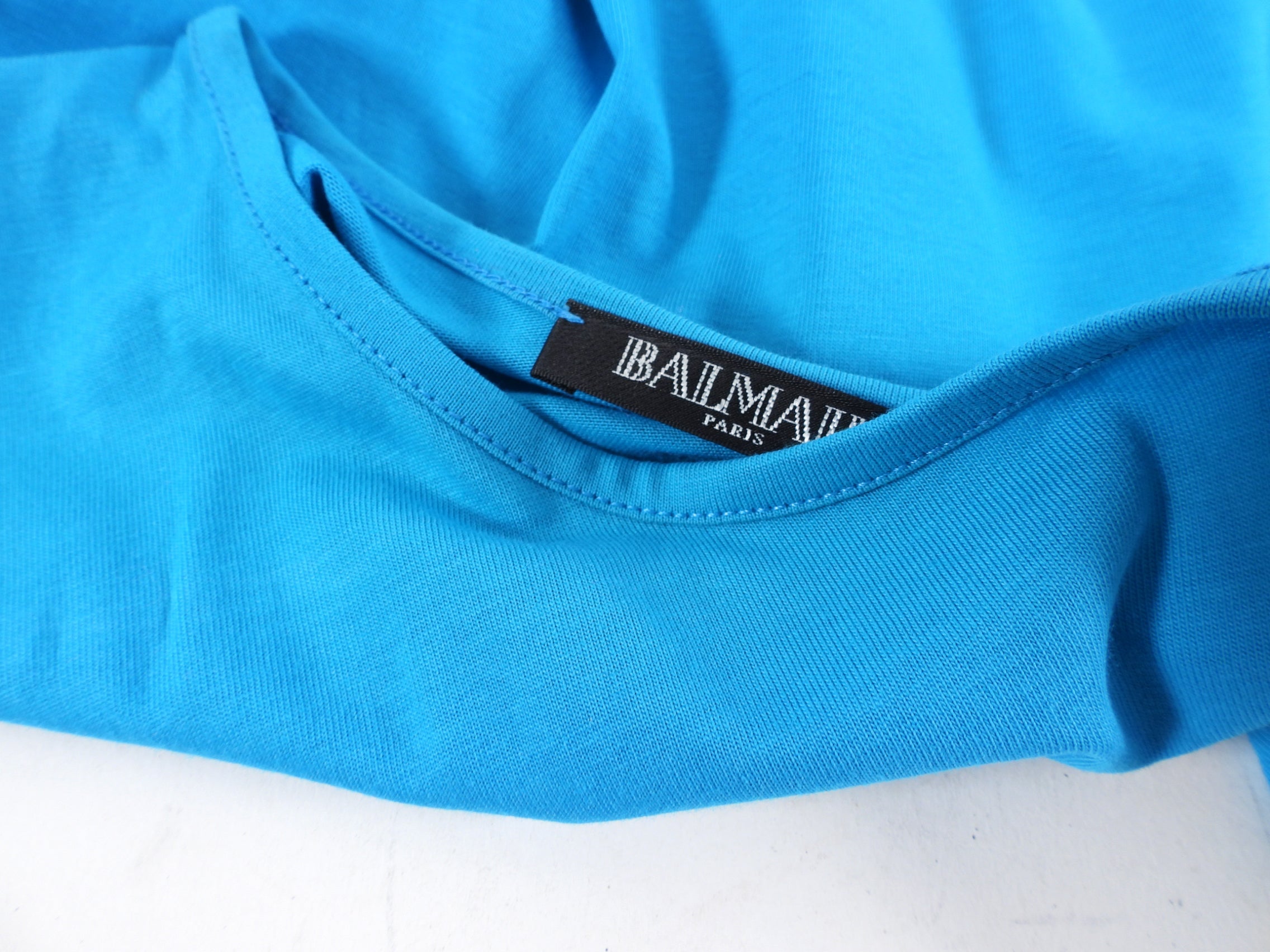 Balmain Blue and Gold Logo Tank Top - S (4/6)