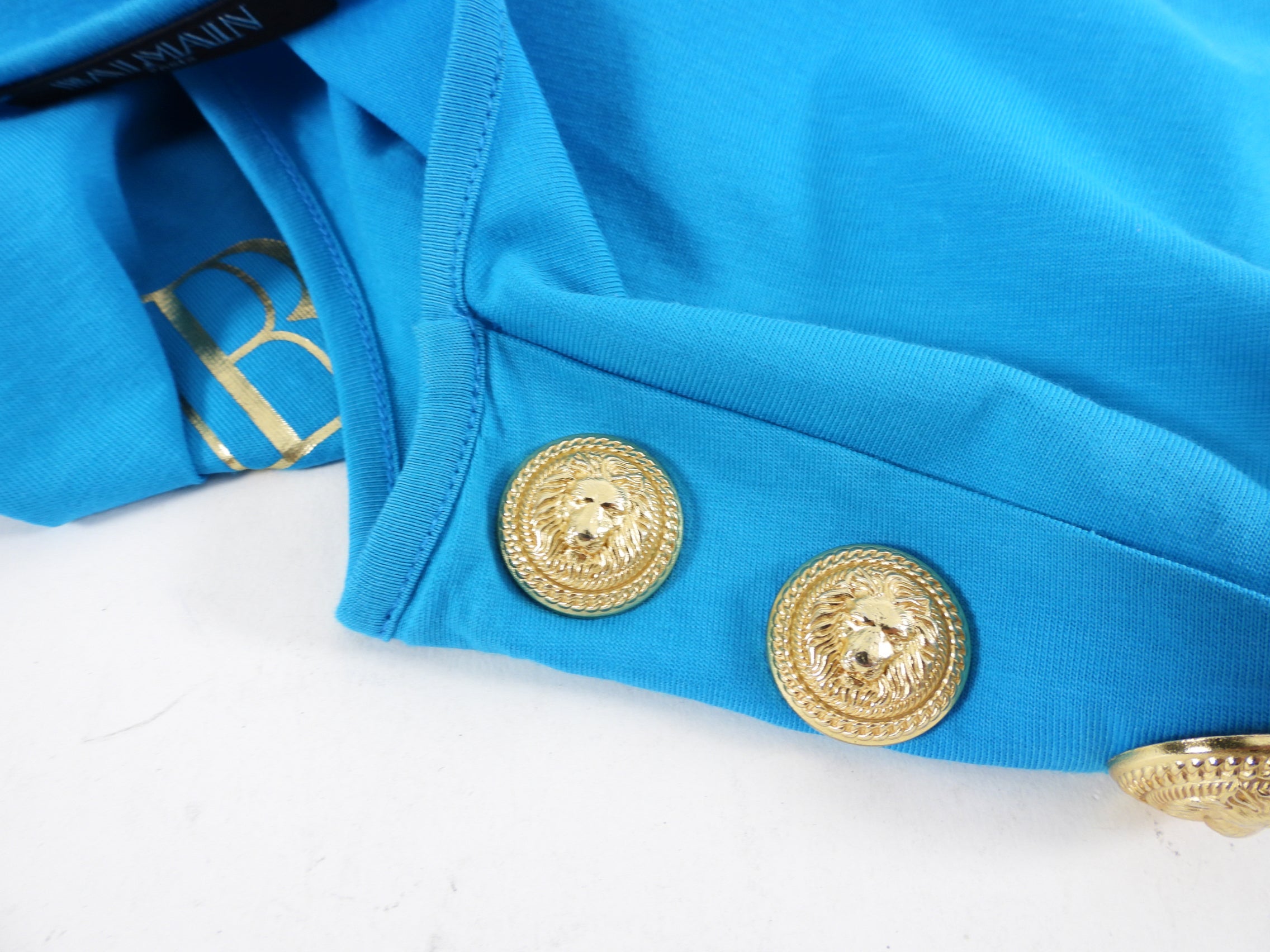 Balmain Blue and Gold Logo Tank Top - S (4/6)