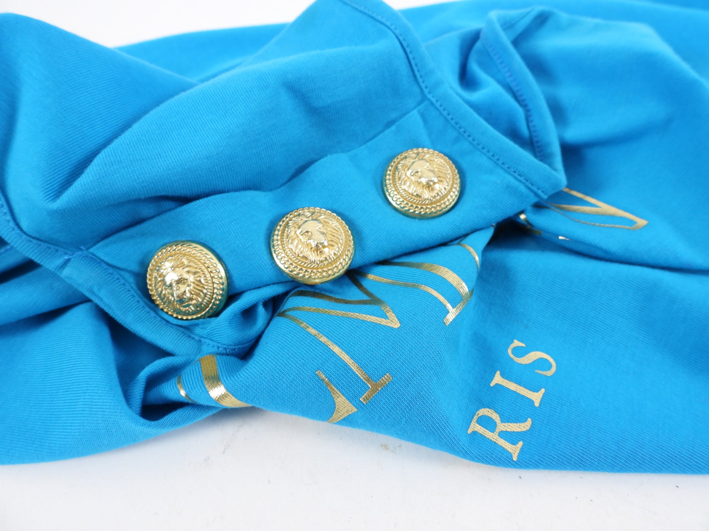 Balmain Blue and Gold Logo Tank Top - S (4/6)