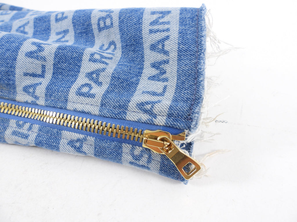 Balmain Paris Denim Logo Zipper Skirt - FR40 / USA 8
