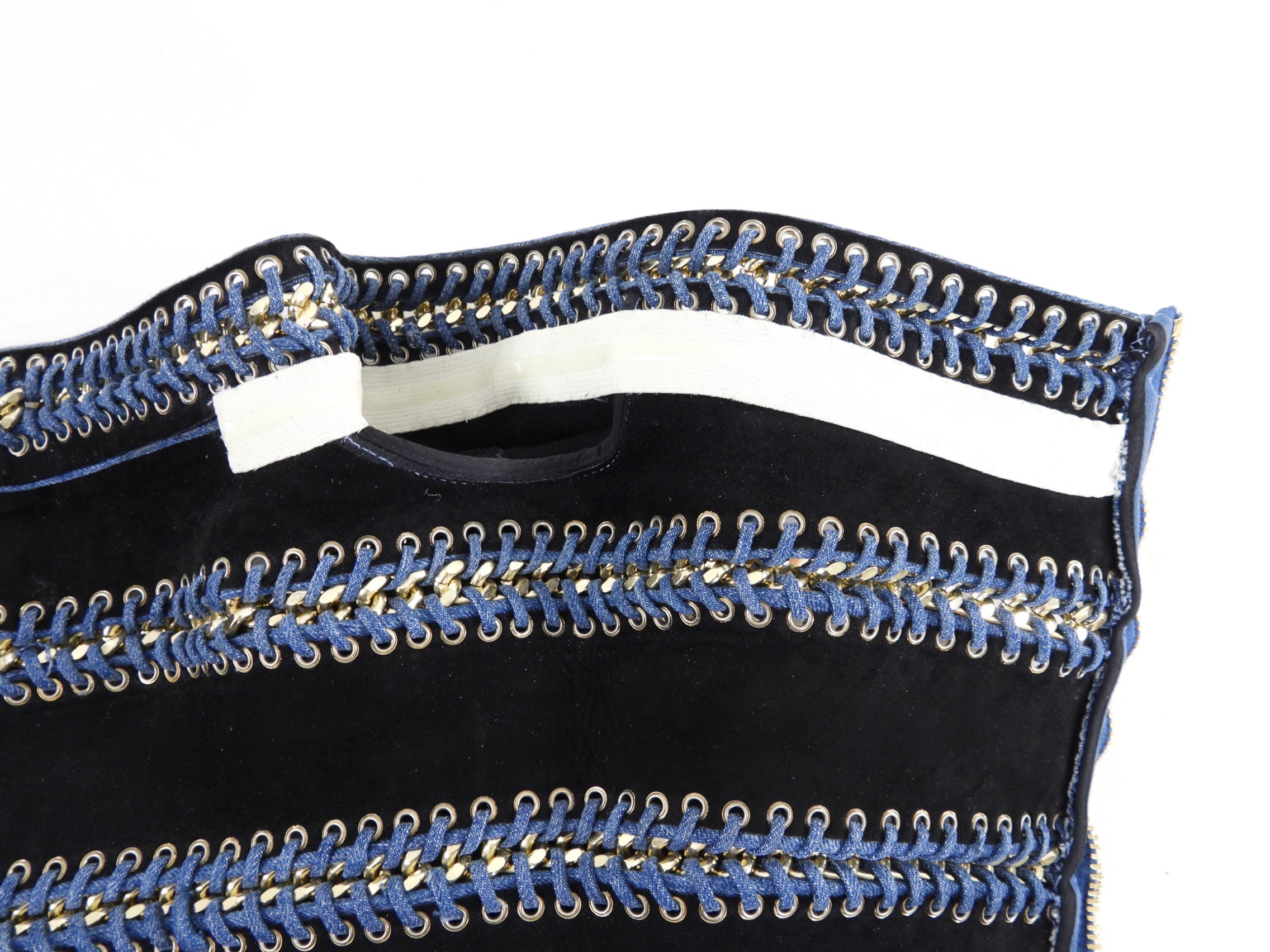 Balmain SS 2014 Runway Denim Chain Off Shoulder Top - FR38