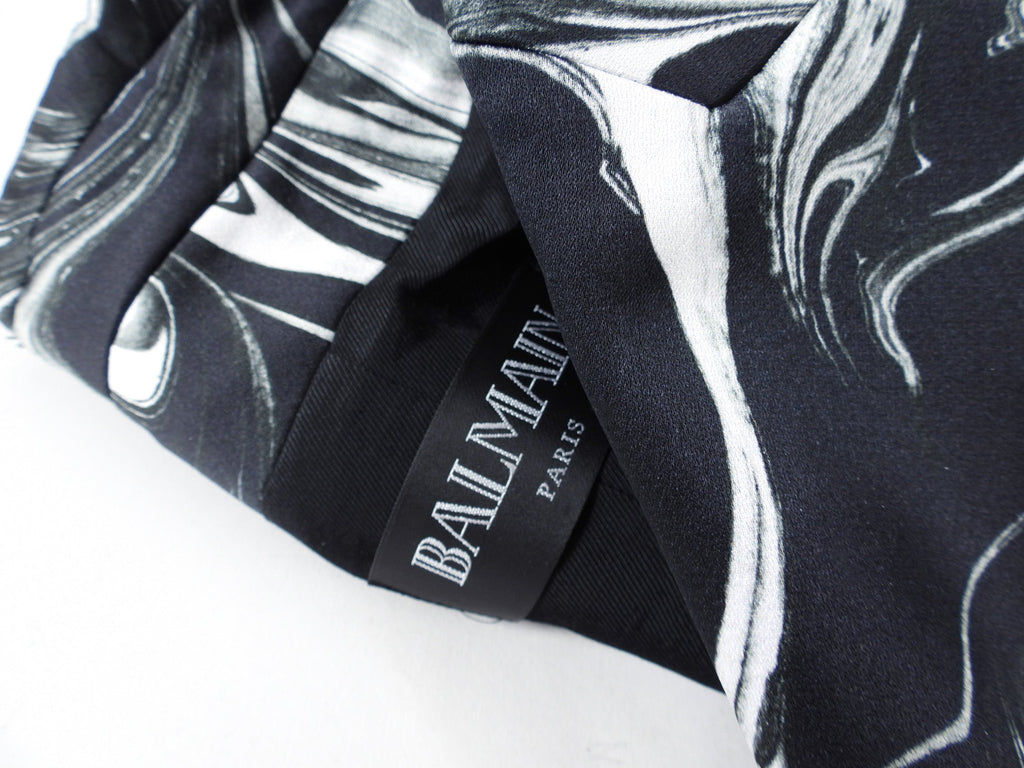 Balmain Black and White Marble Pattern Blazer - FR42 / USA L (8/10)
