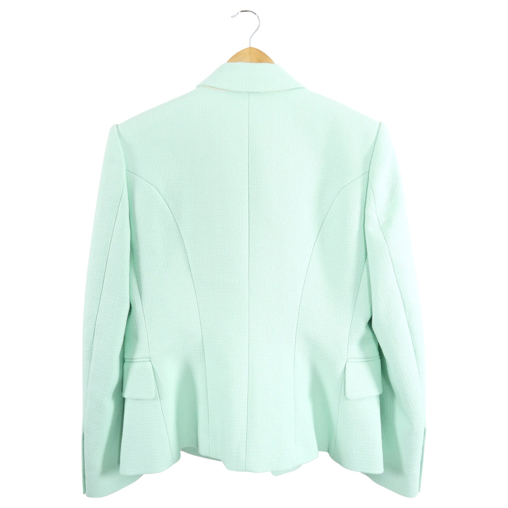 Balmain Mint Green Linen Blend Blazer with Silver Buttons - USA 12