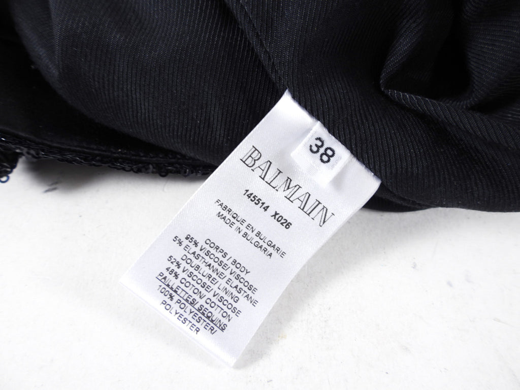 Balmain Black Silver Sequin Tuxedo Stripe Trouser - 38