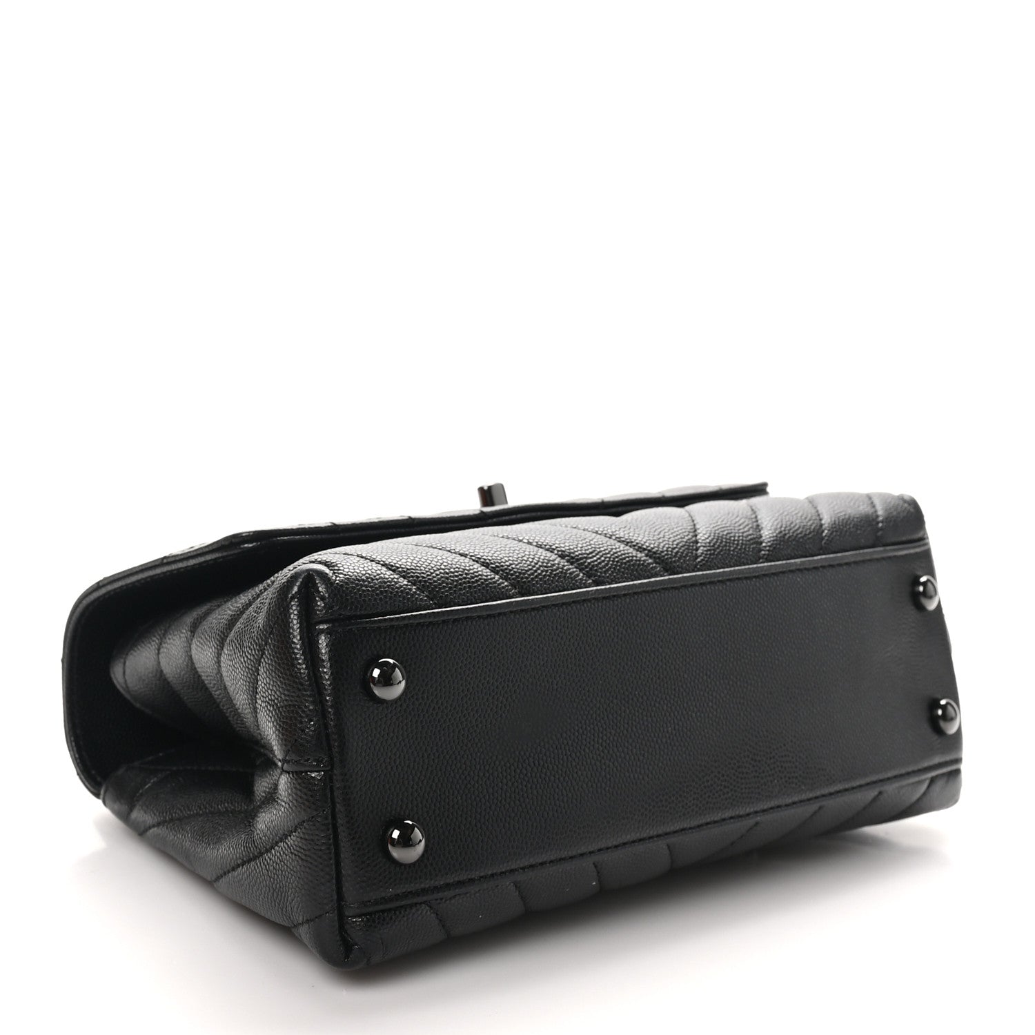 Caviar Chevron Quilted Mini Coco Handle Flap So Black