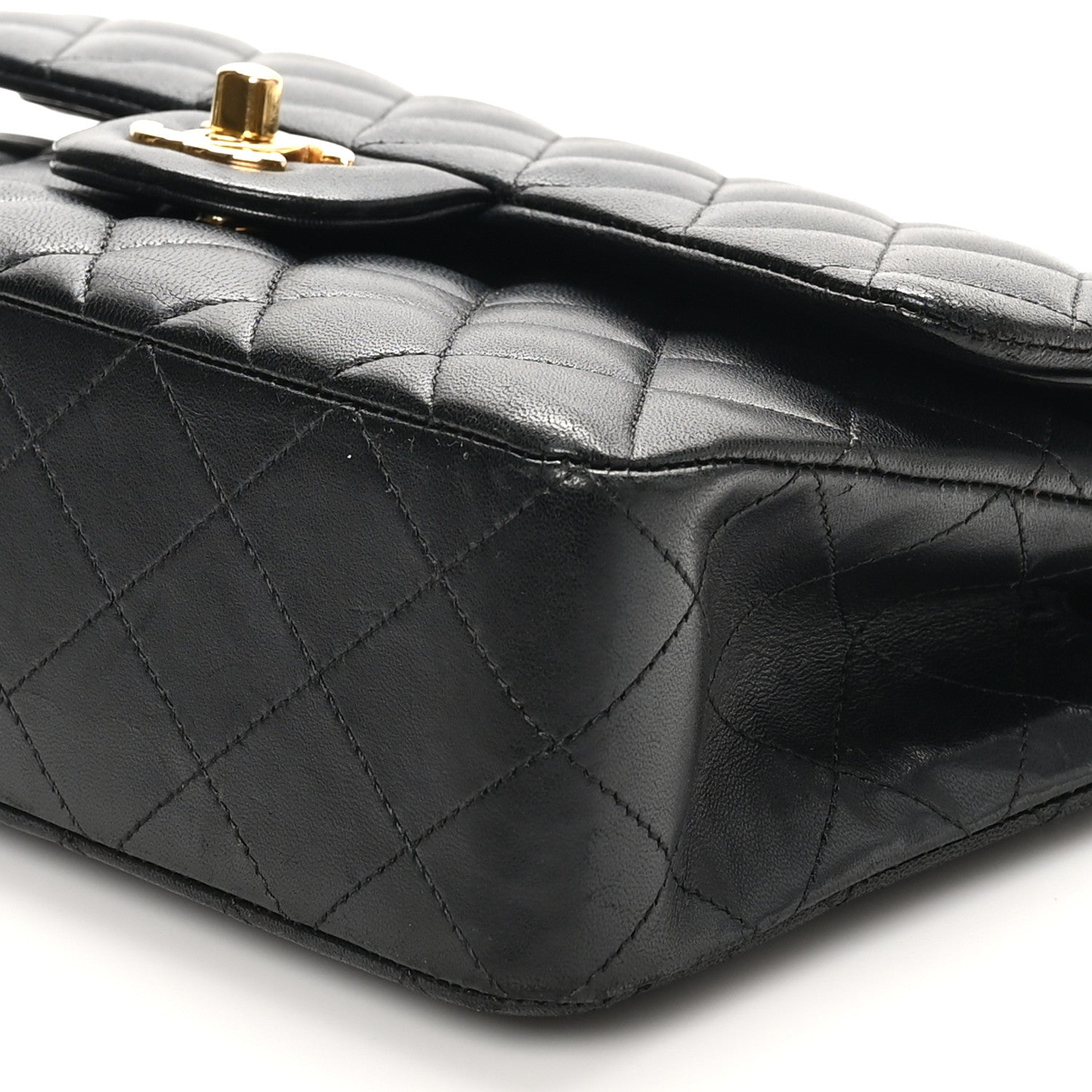 Lambskin Quilted Small Double Flap Black