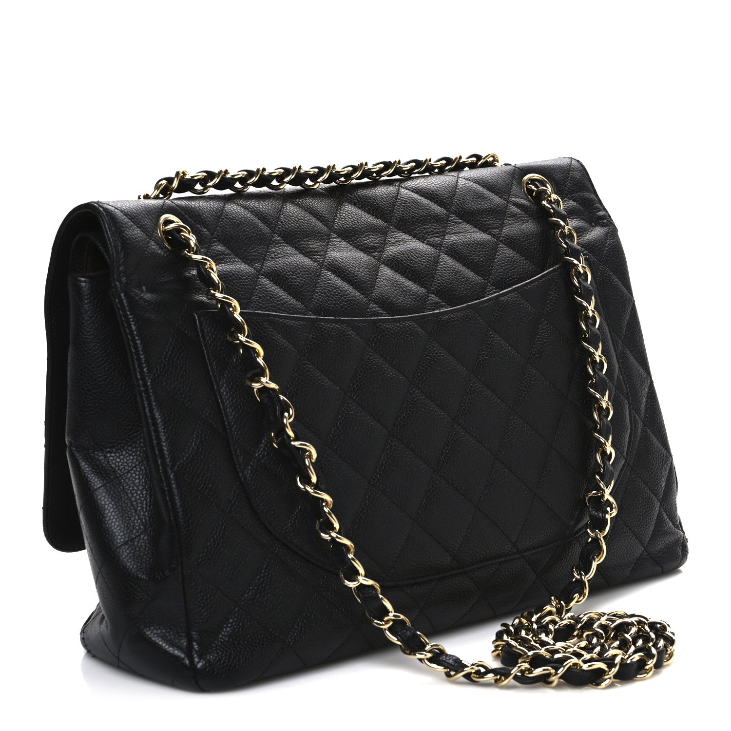 Caviar Quilted Maxi Double Flap Black