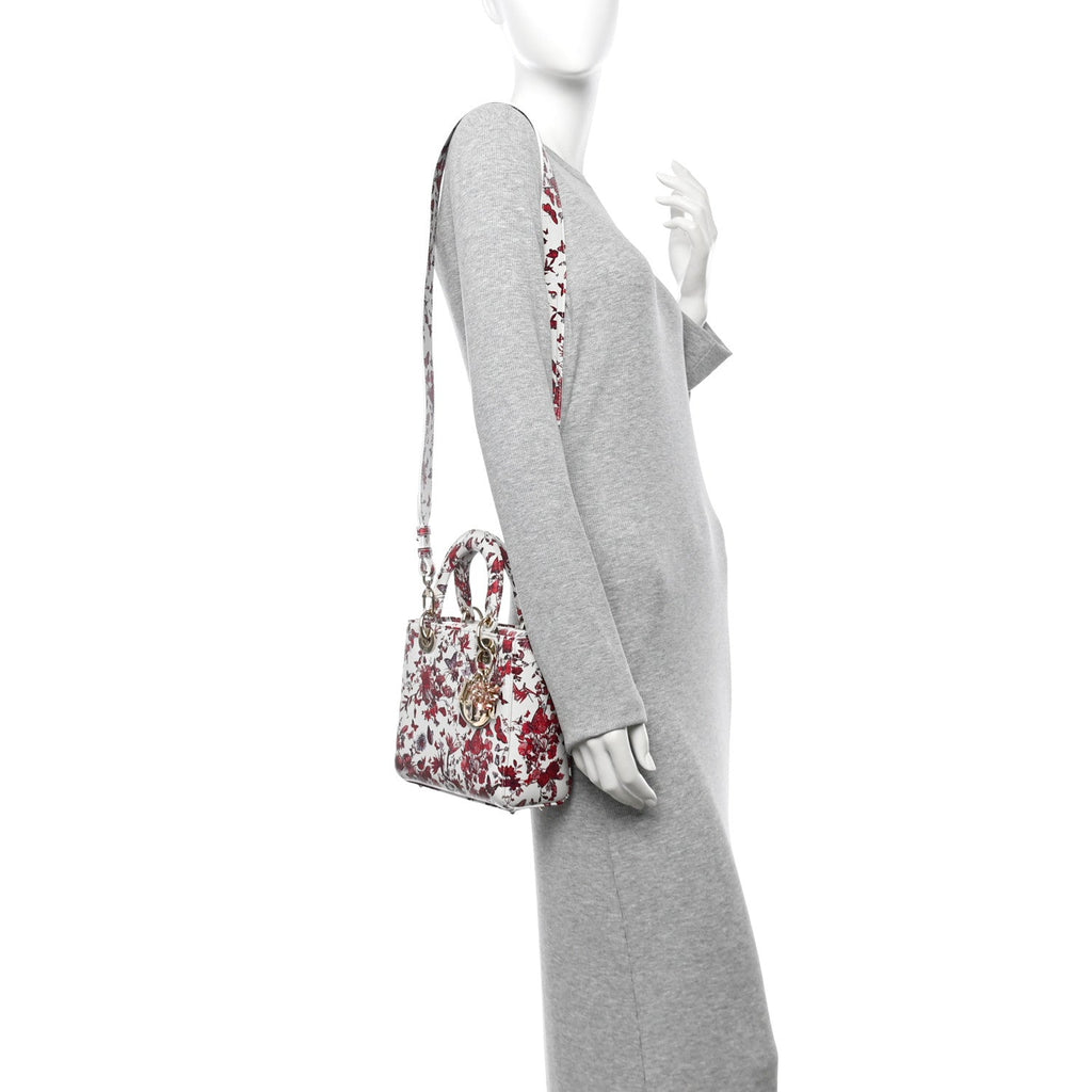 Calfskin Le Coeur Des Papillons Small My ABCDior Lady Dior White Multicolor