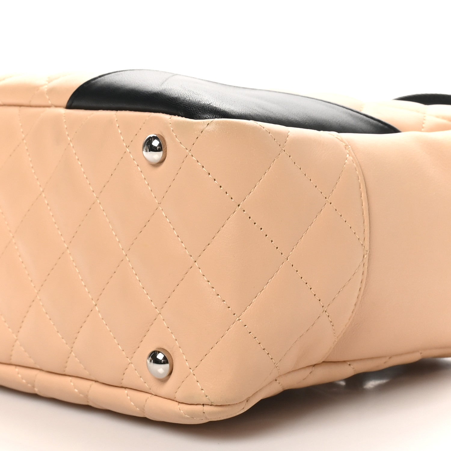 Calfskin Quilted Large Cambon Bowler Beige Black