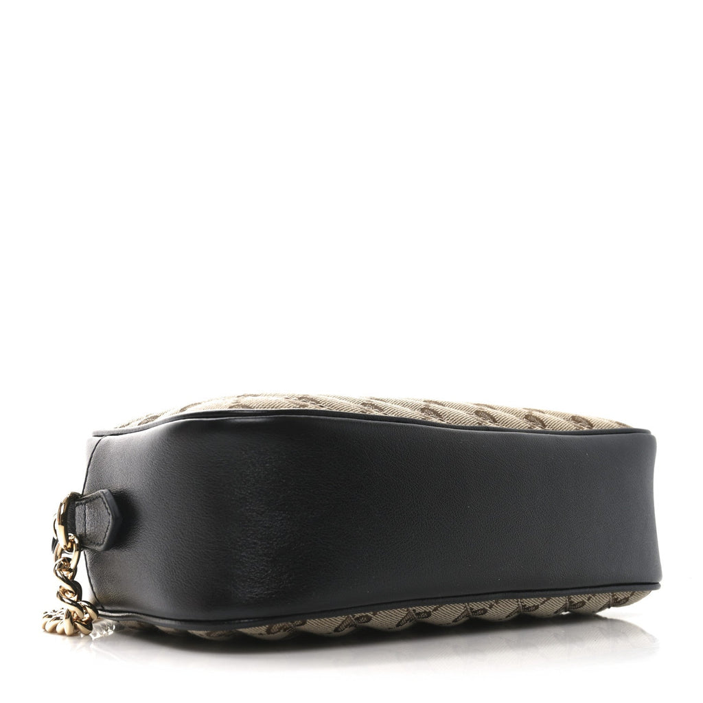 Monogram Matelasse Diagonal Small GG Marmont Chain Shoulder Bag Beige Black