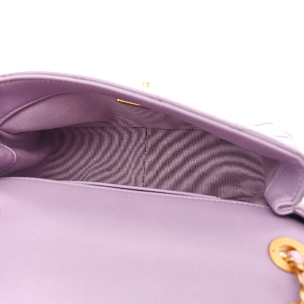 Lambskin Quilted Braided CC Small Flap Lilac