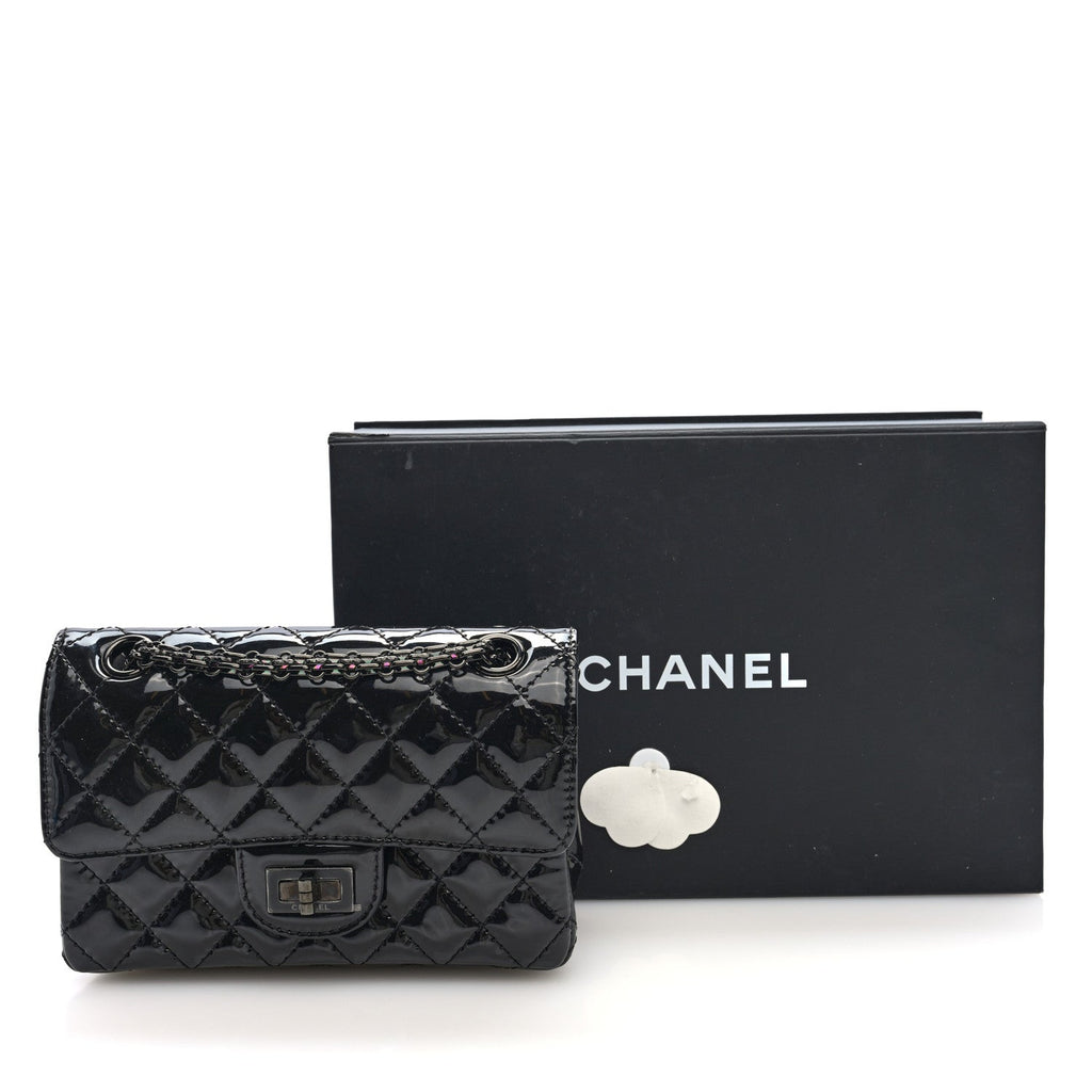 Patent Calfskin Quilted 2.55 Reissue Mini Flap So Black