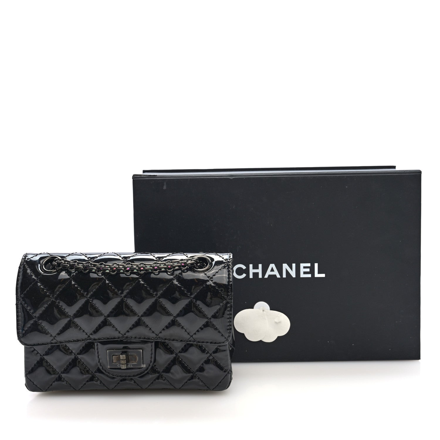Patent Calfskin Quilted 2.55 Reissue Mini Flap So Black