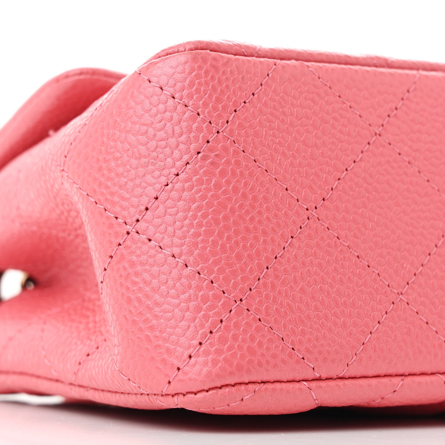 Iridescent Caviar Quilted Mini Rectangular Flap Pink