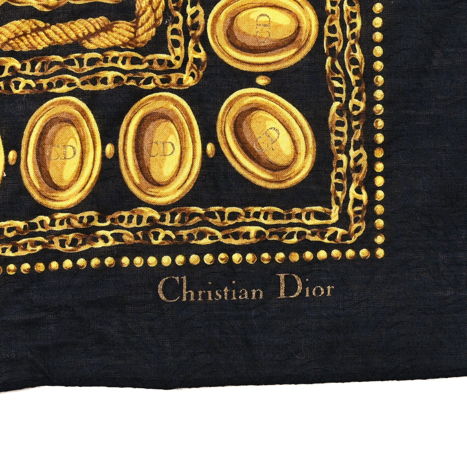 Cotton Logo Square Scarf Gold Black