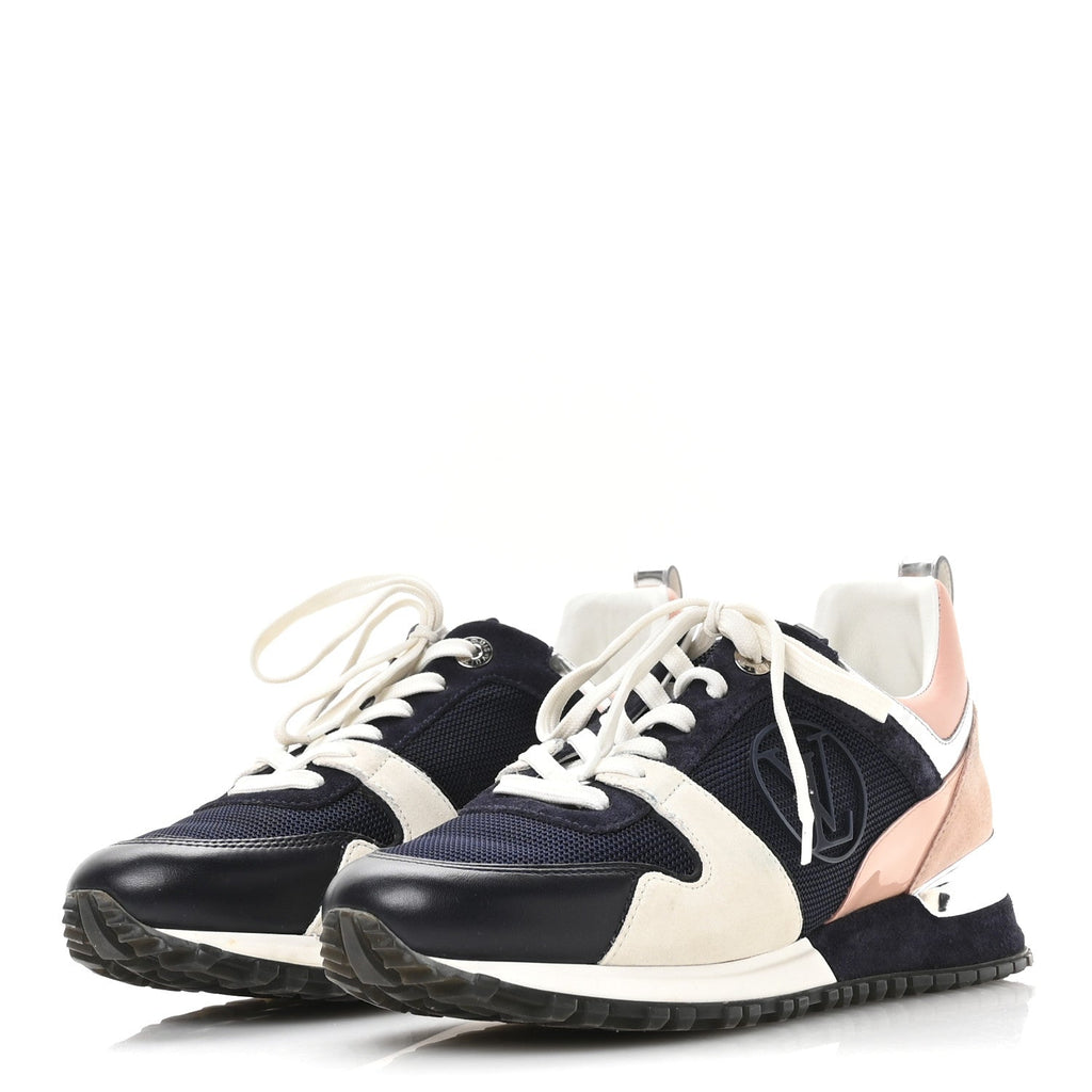 Suede Calfskin Run Away Sneakers 37.5 Blue Pink White
