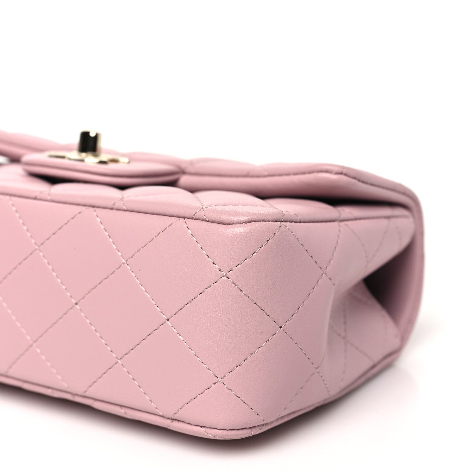 Lambskin Quilted Mini Top Handle Rectangular Flap Light Pink