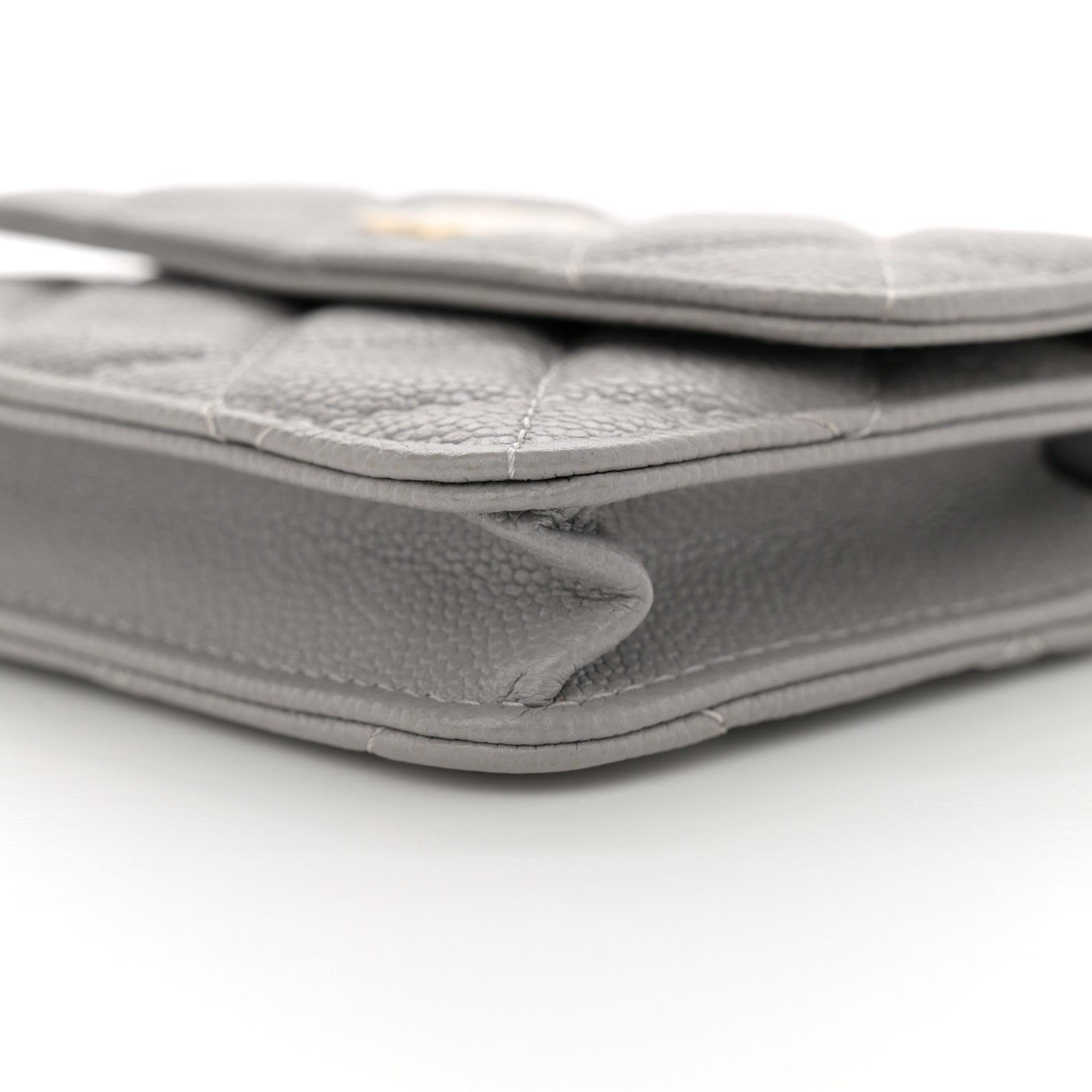 Caviar Quilted Miss Coco Clutch With Chain Grey