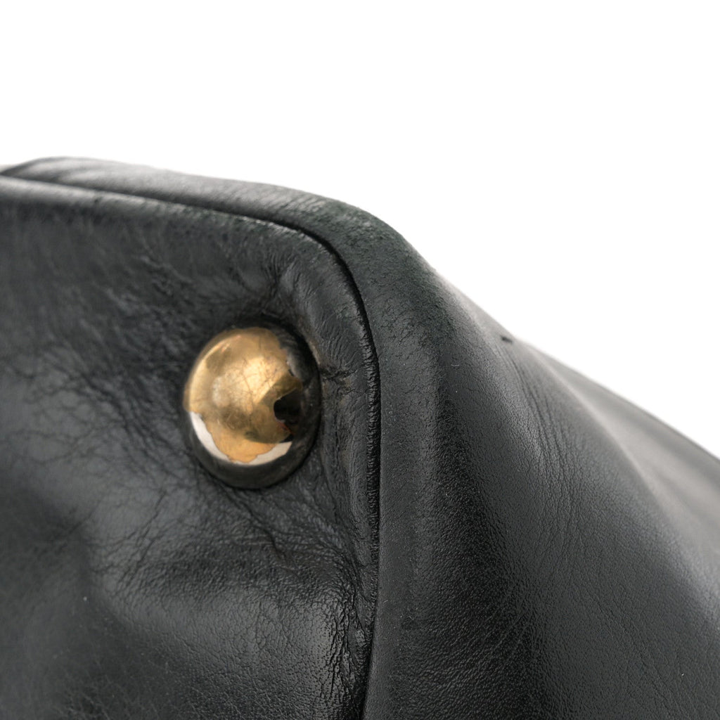 Calfskin Quilted Large Cambon Tote Black White