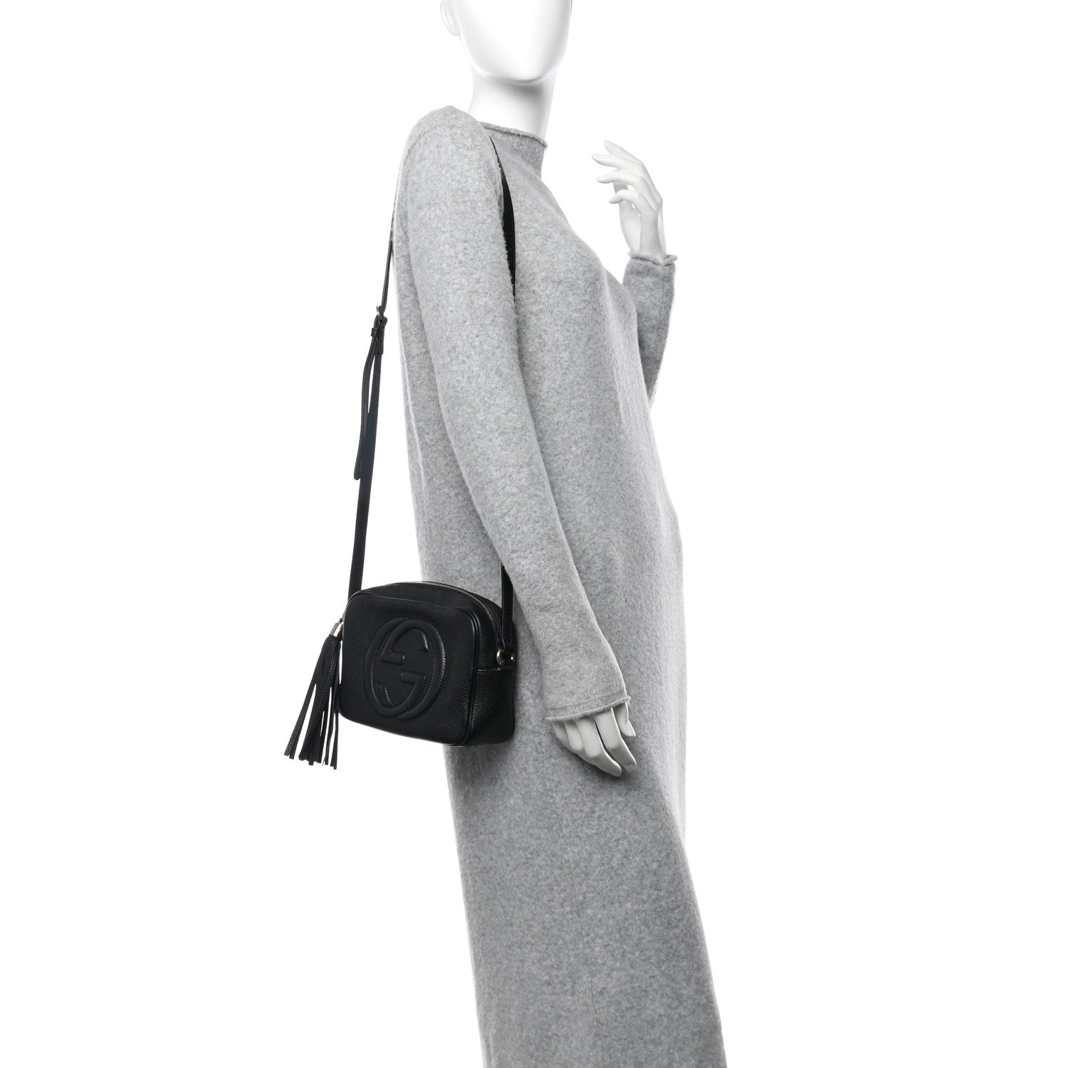 Pebbled Calfskin Small Soho Disco Bag Black