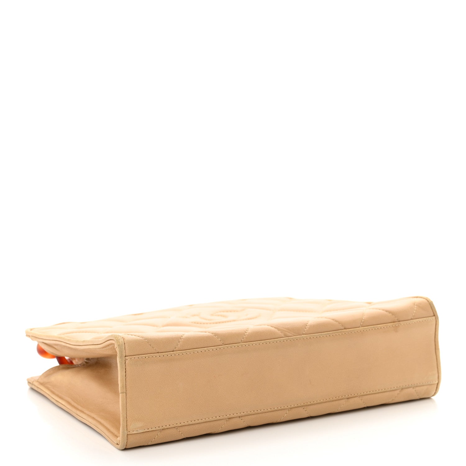 Lambskin Quilted Diamond CC Bekko Chain Shoulder Bag Beige