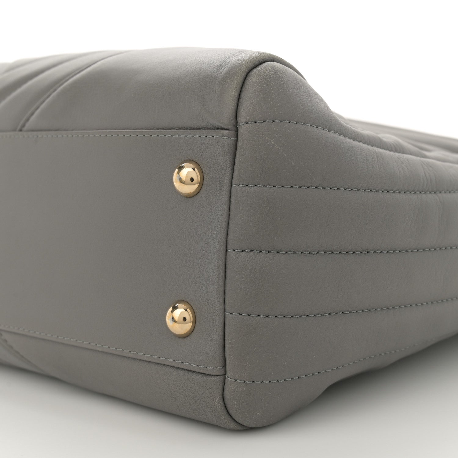 Calfskin Chevron Quilted Statement Shopping Tote Grey