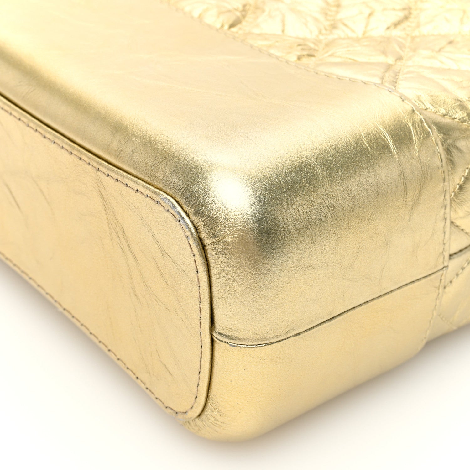 Metallic Aged Calfskin Quilted Medium Gabrielle Gold