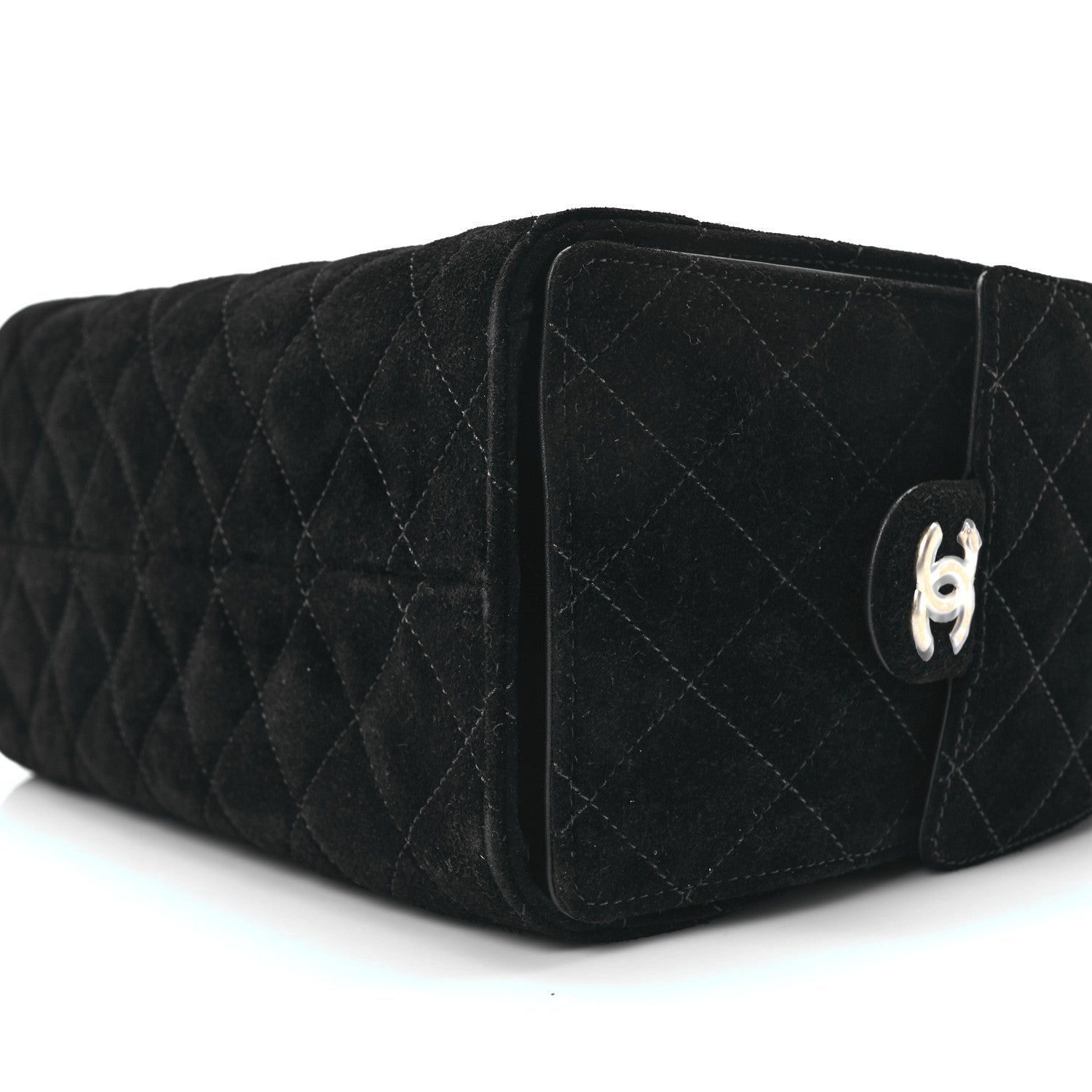 Suede Quilted Small Chanel 25 Handbag Black